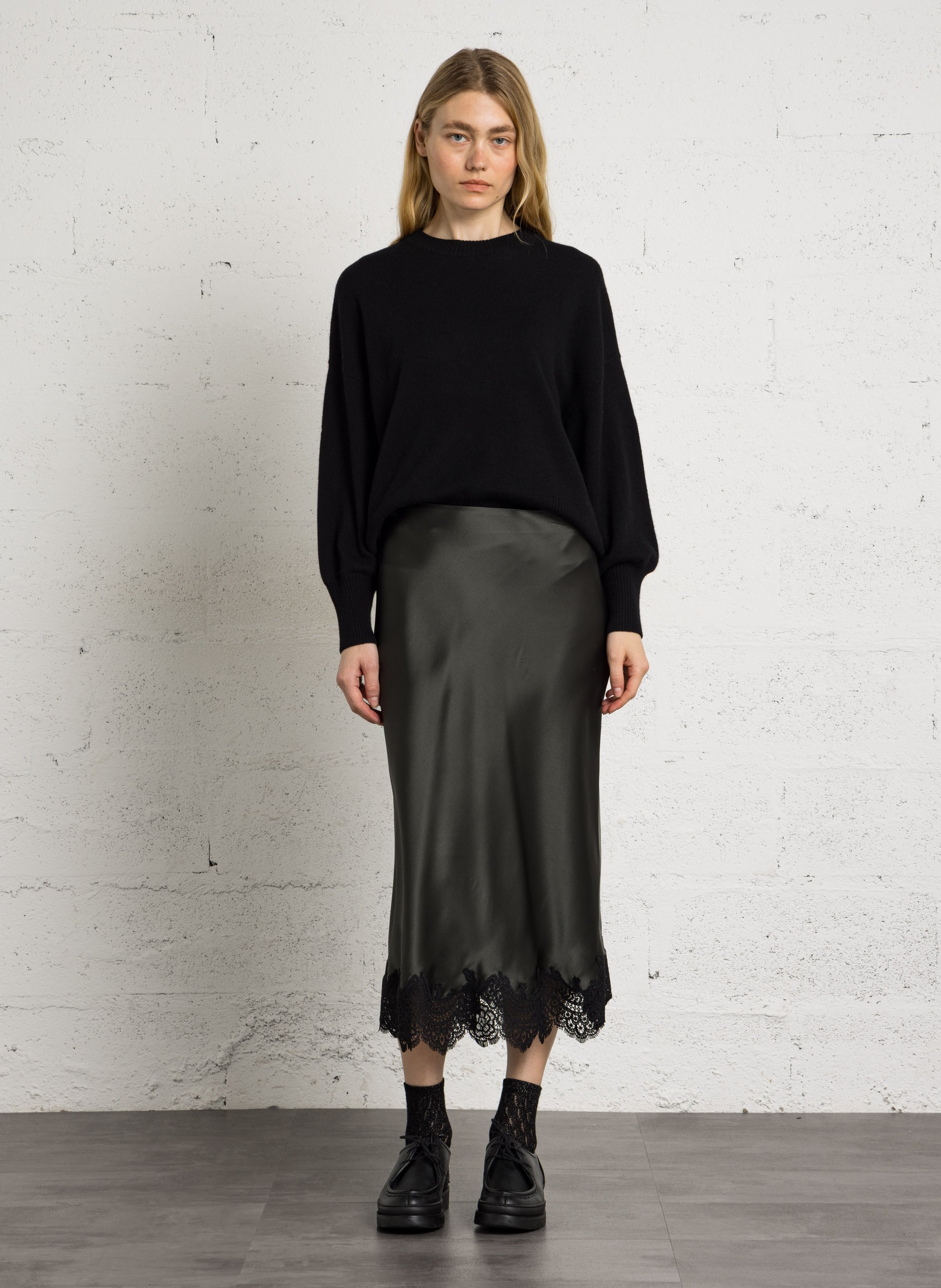 Jupe longue droite odile MAISON 123 Kaki