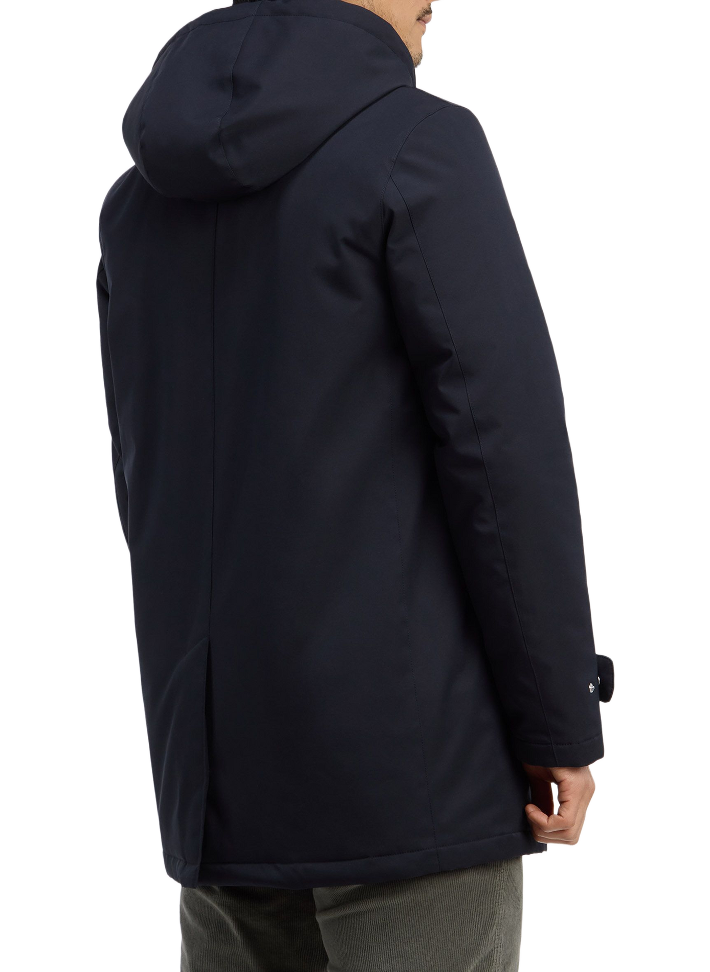 Plain hooded straight parka EDEN PARK Black