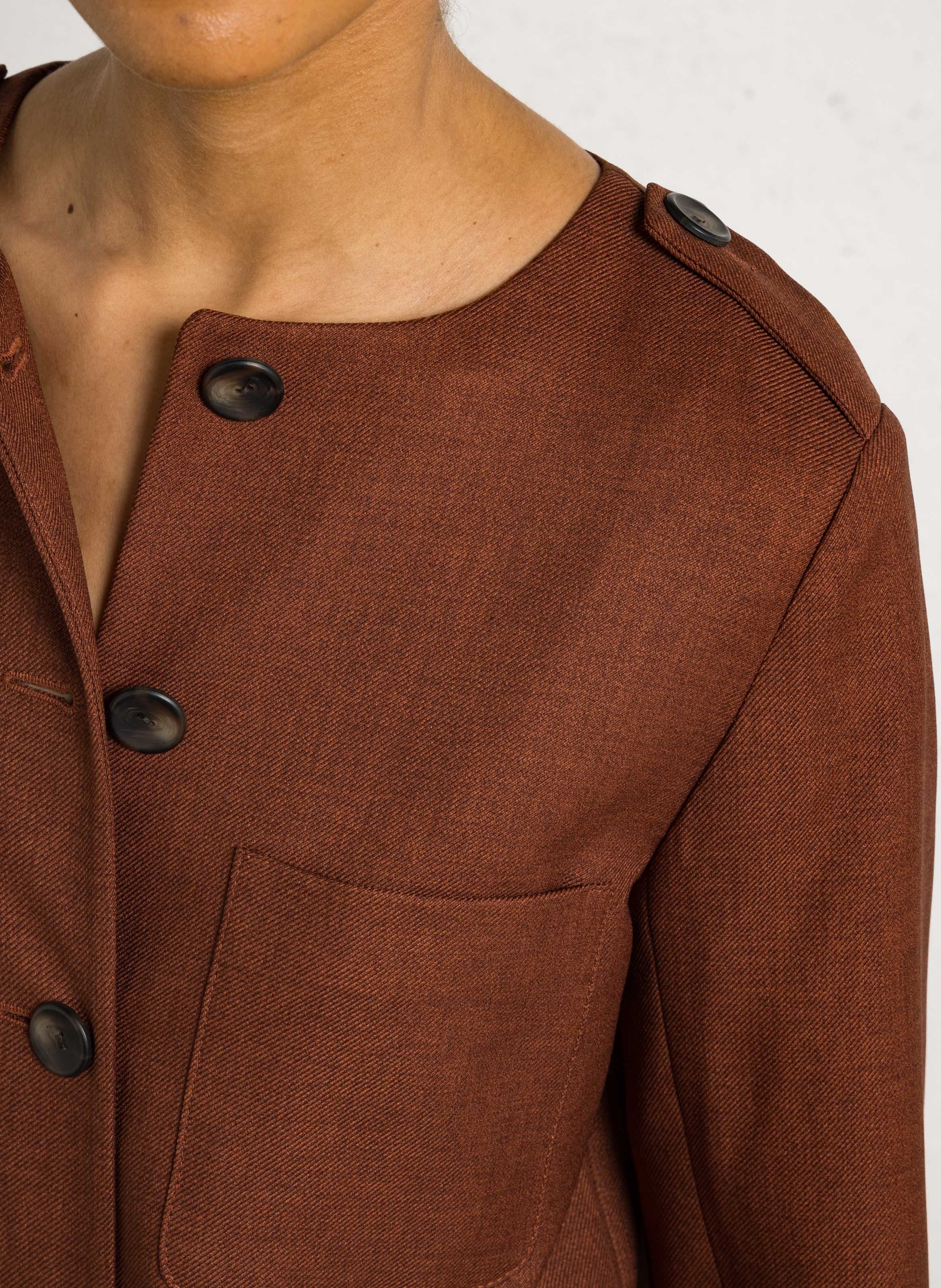 Veste droite col rond virgile MAISON 123 Marron