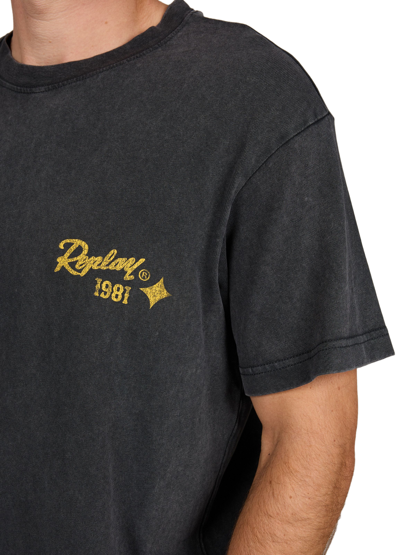 Weites T-Shirt mit Rundhalsausschnitt und Siebdruck REPLAY Schwarz
