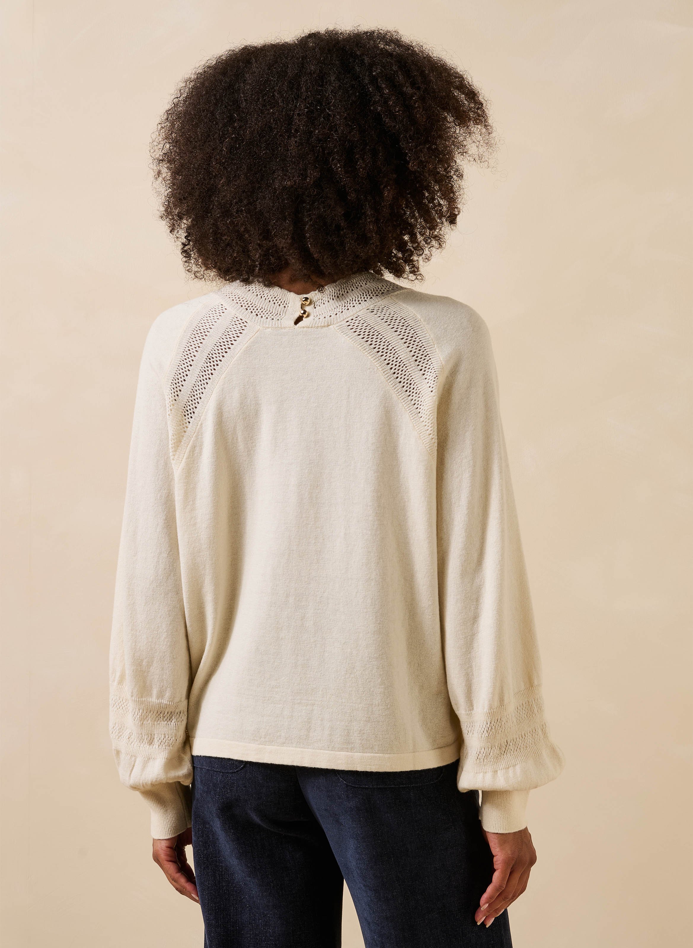 Oversized trui van wol en biologisch katoen LA FEE MARABOUTEE Wit