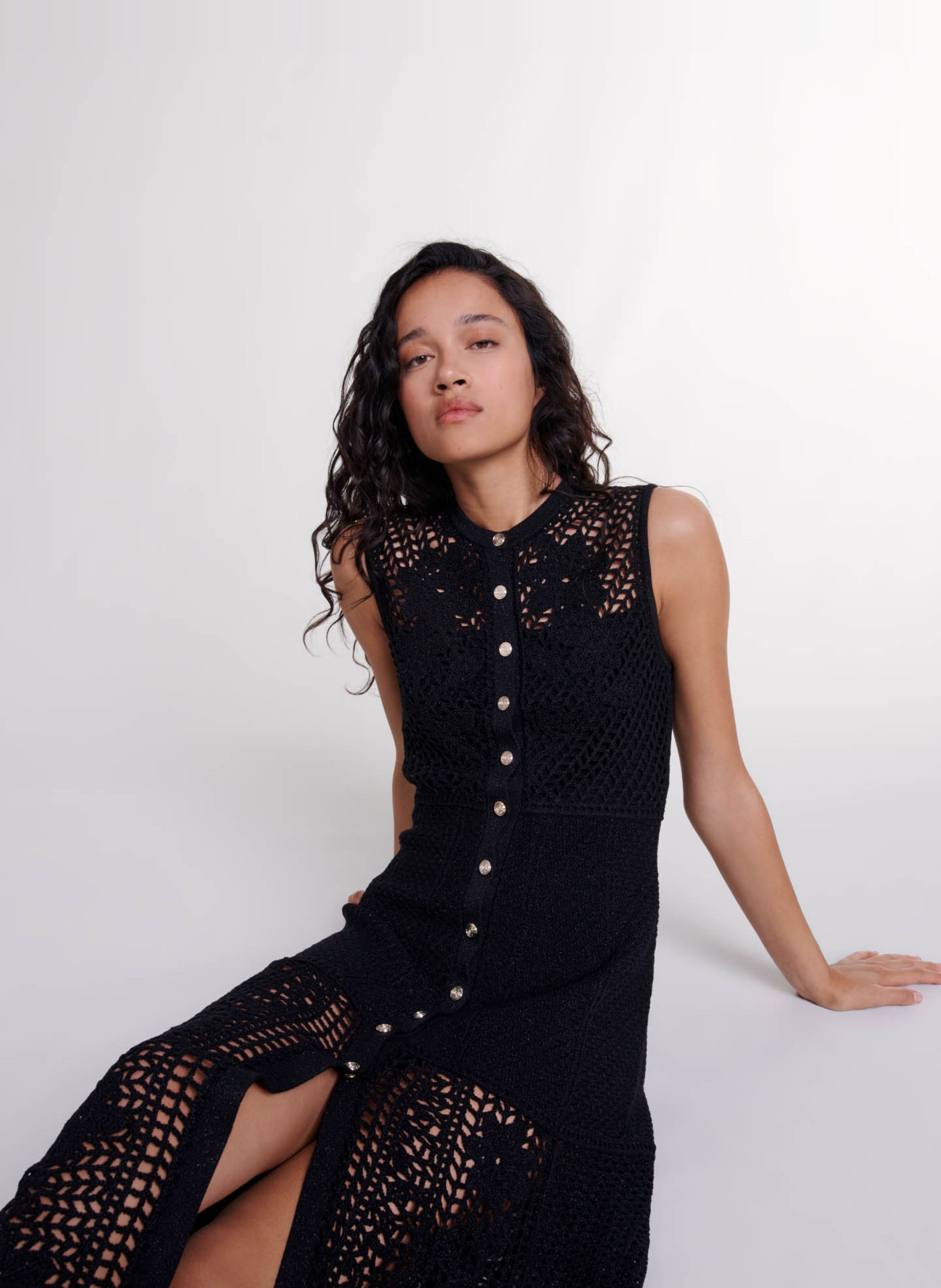 Robe Longue Moulante à Col Rond - Maje Femme | Printemps.com