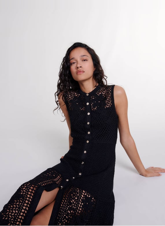 Robe Longue Moulante à Col Rond - Maje Femme | Printemps.com