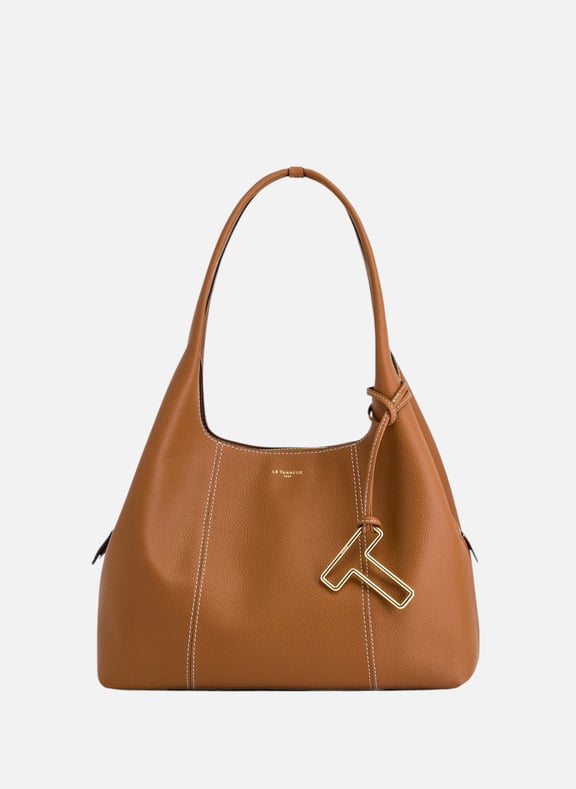 Sac porté épaule moyen modèle juliette en cuir grainé Marron by LE TANNEUR LE TANNEUR Sac porté épaule moyen modèle juliette en cuir grainé Marron