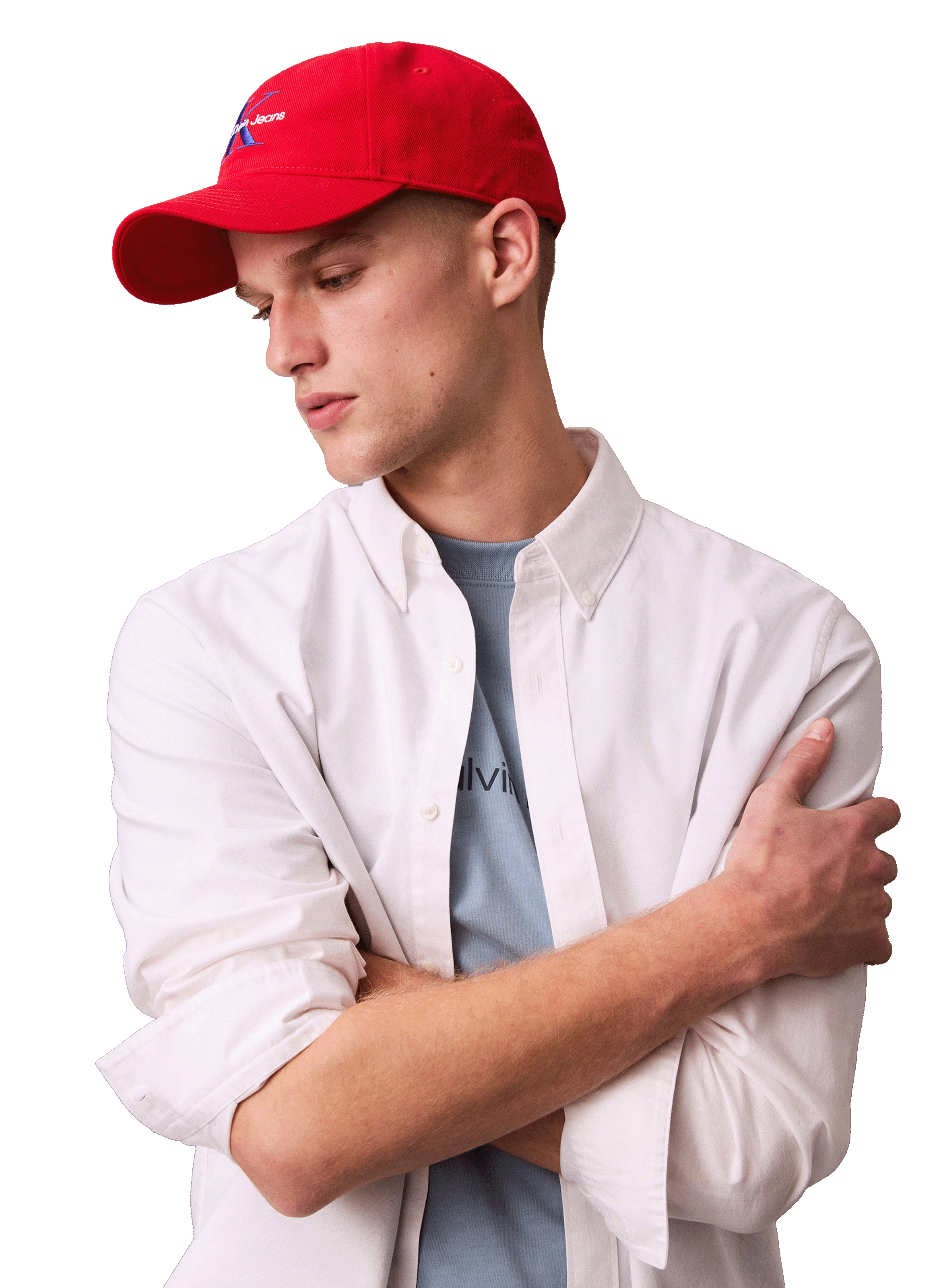 Chemise droite en coton mélangé CALVIN KLEIN Blanc