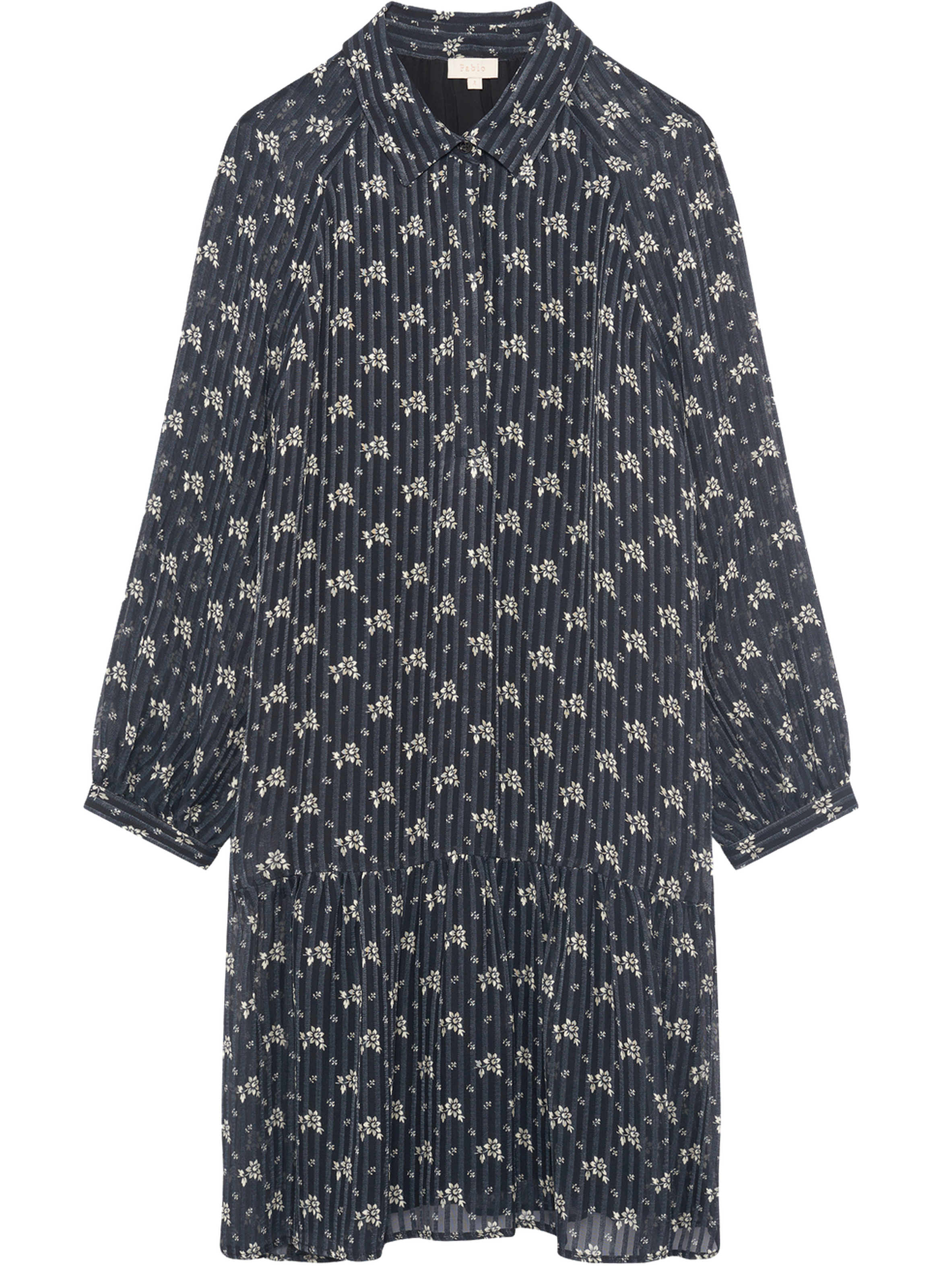 Robe imprimé jacquard et fleurs - lorie PABLO Bleu