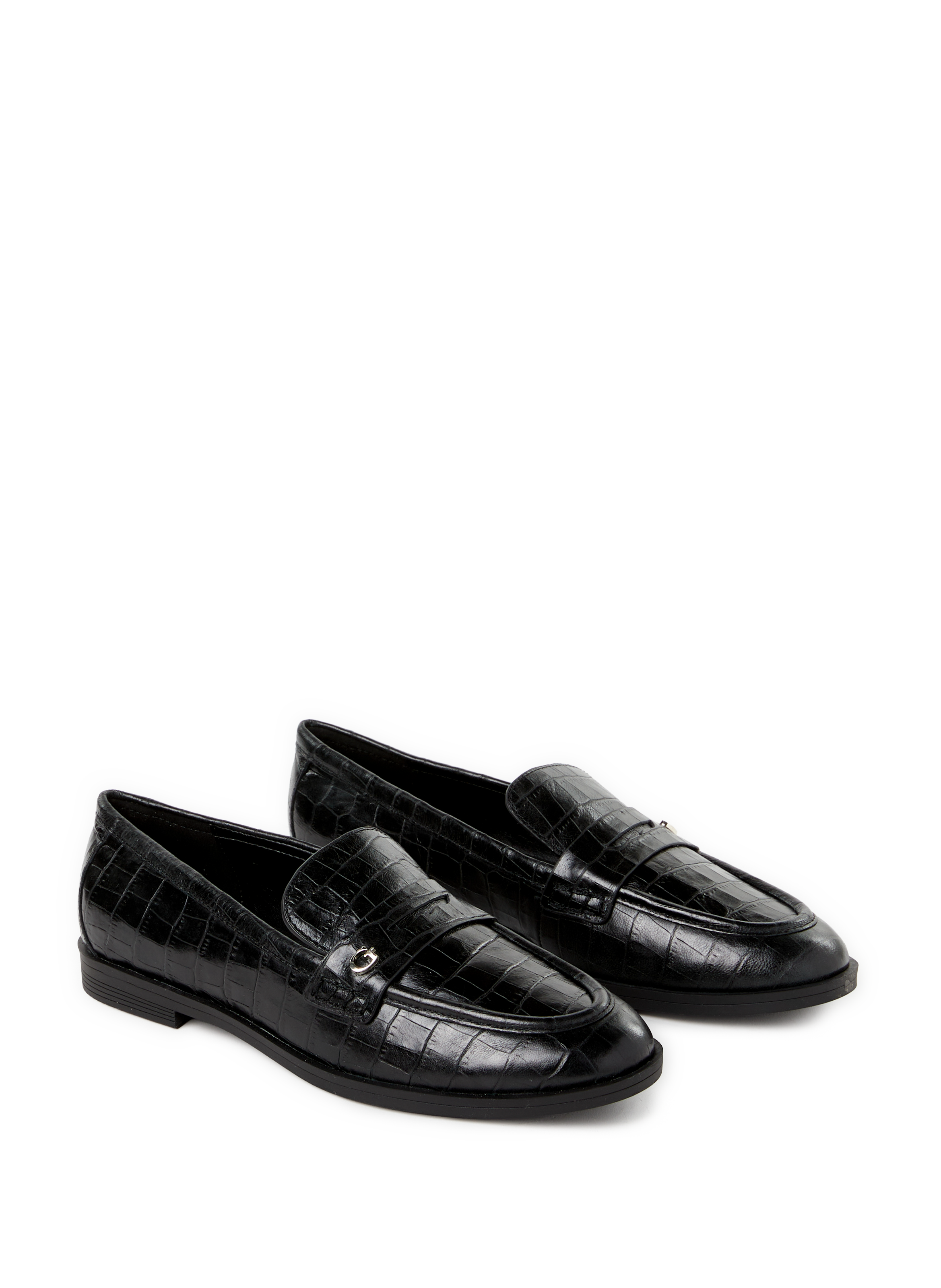 Calfskin leather loafers GUESS Black