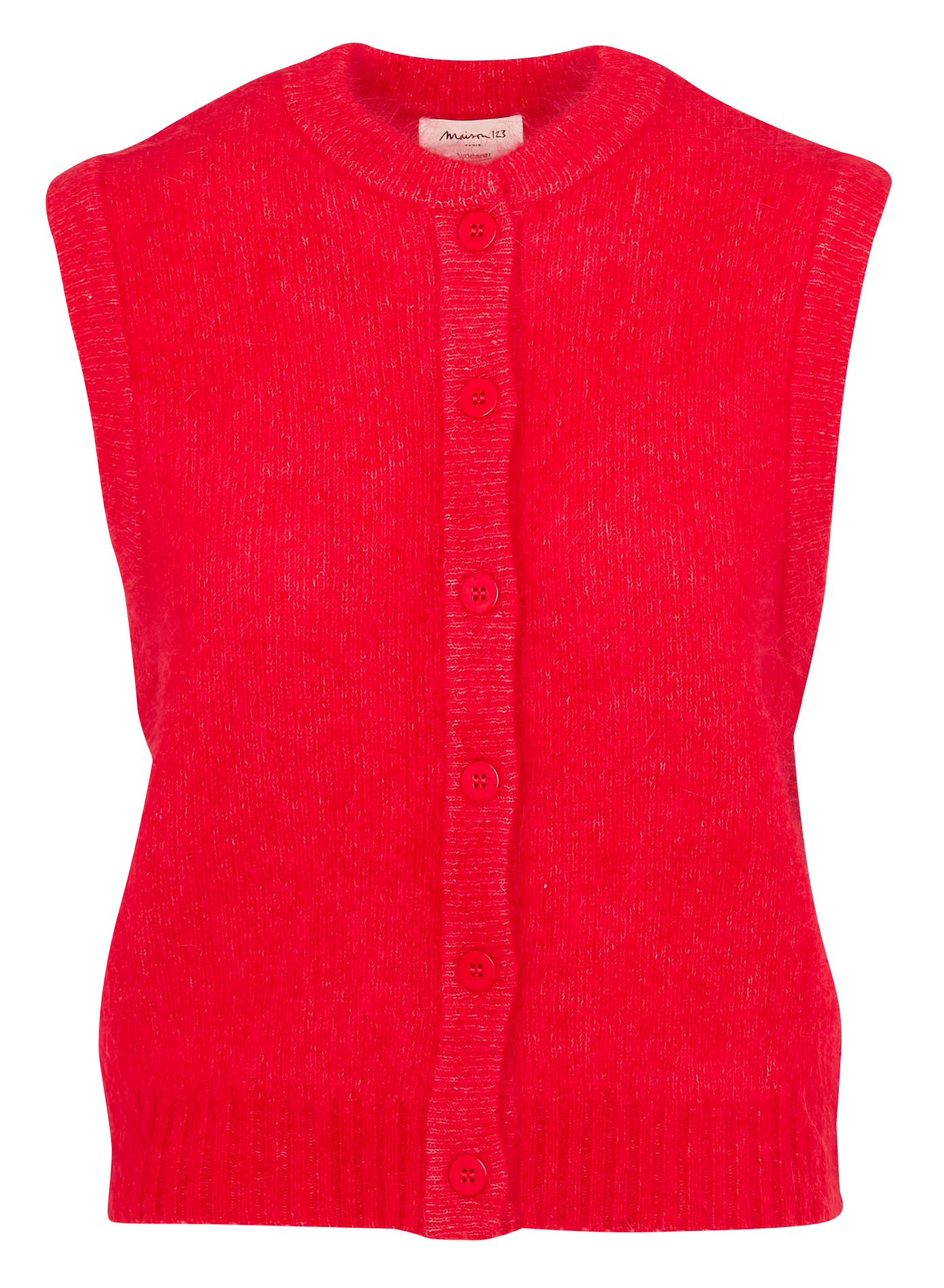 Gilet droit en mohair mélangé loulou MAISON 123 Rouge