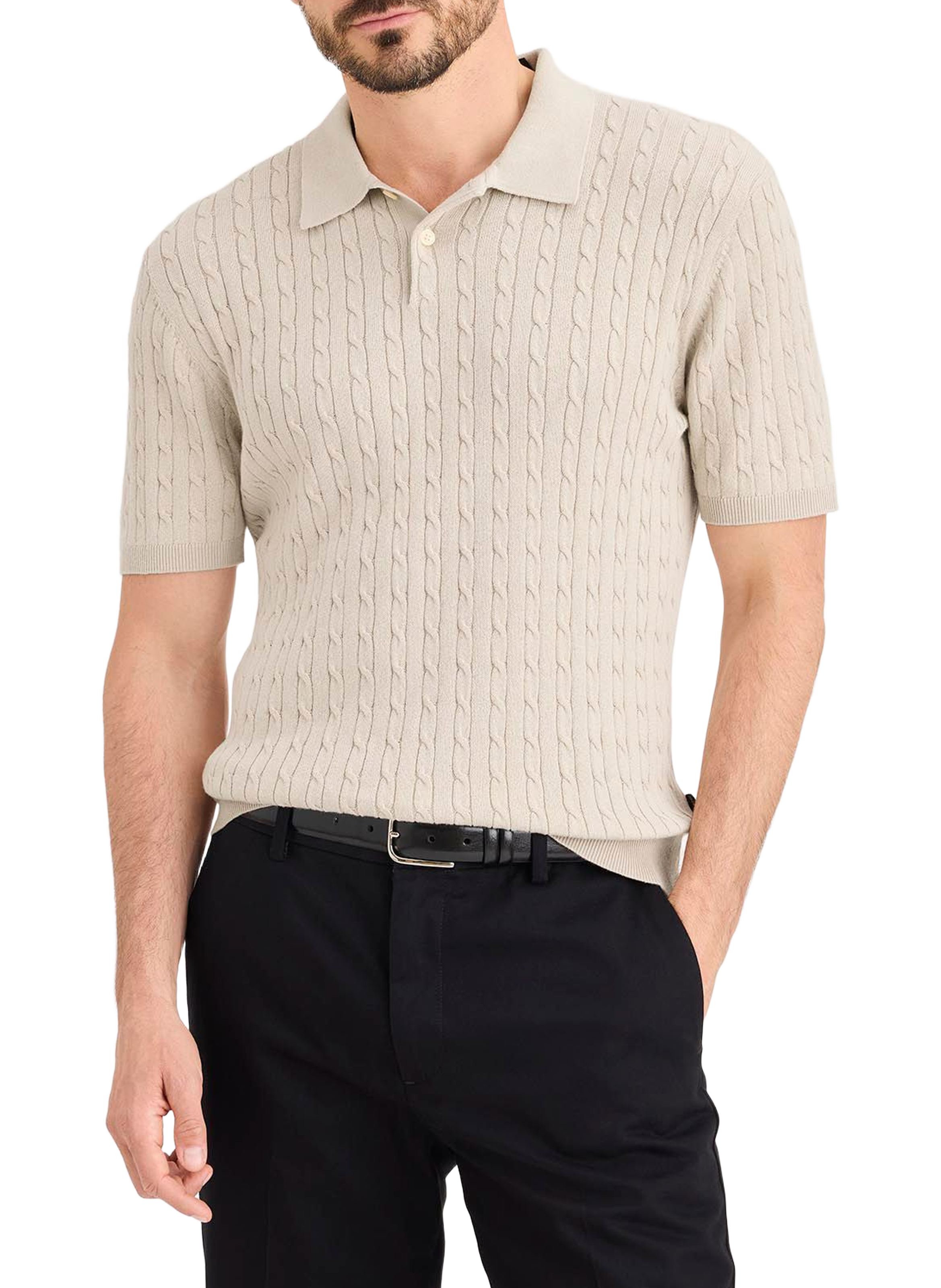 DOCKERS Polo rayé en coton mélangé  Beige