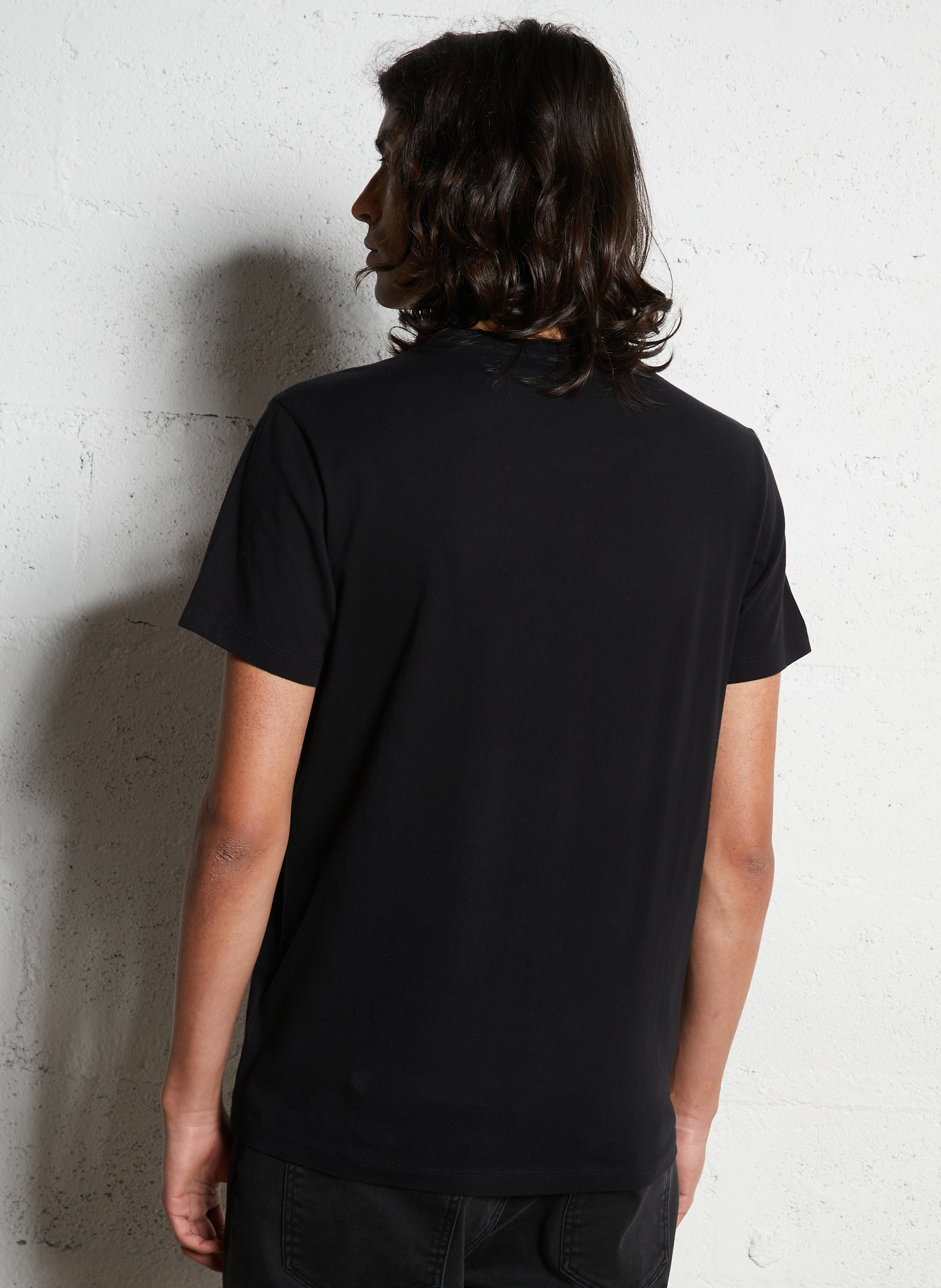 Tee-shirt droit en coton sérigraphié Noir