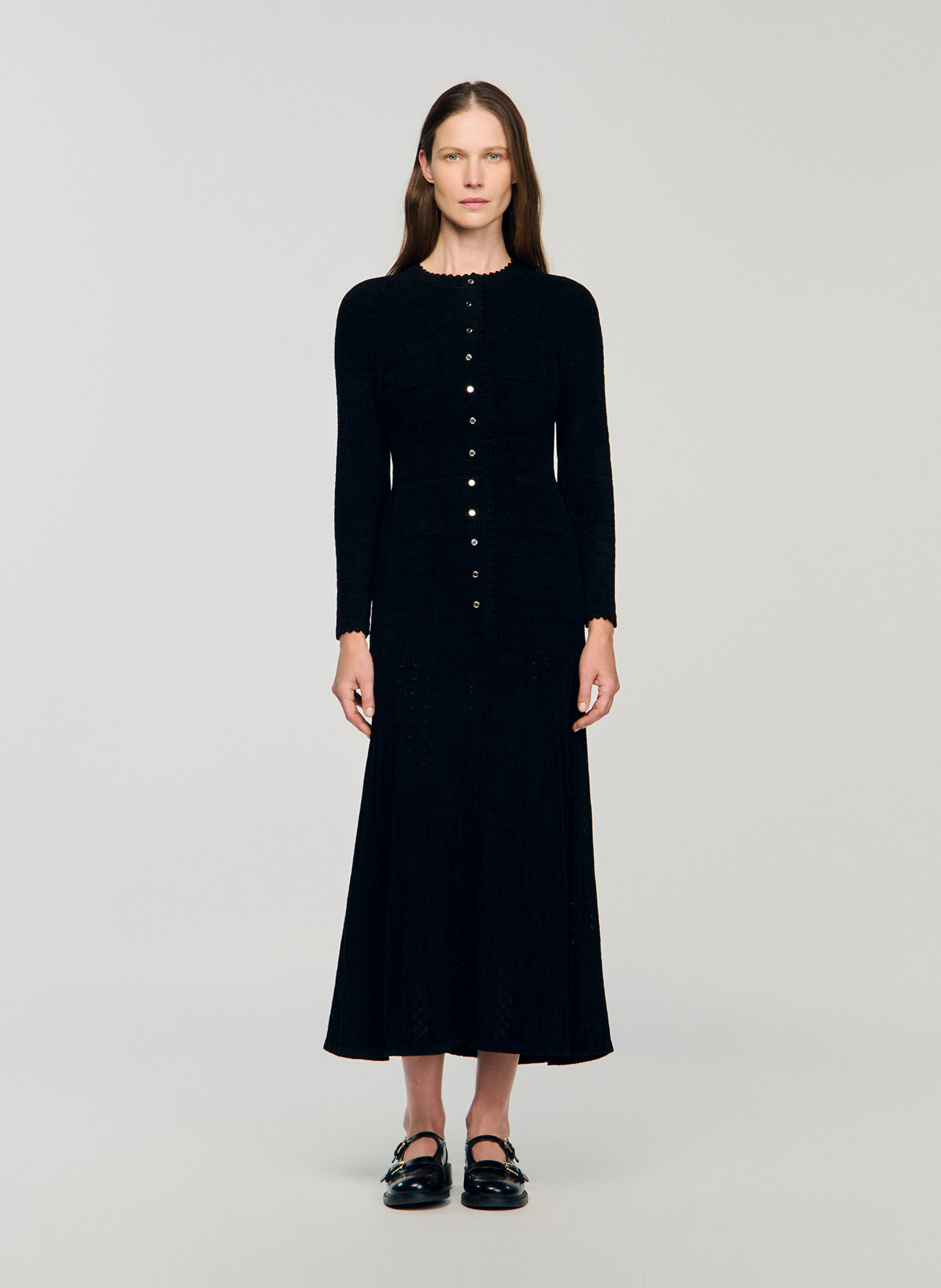 Robe midi col rond SANDRO Noir