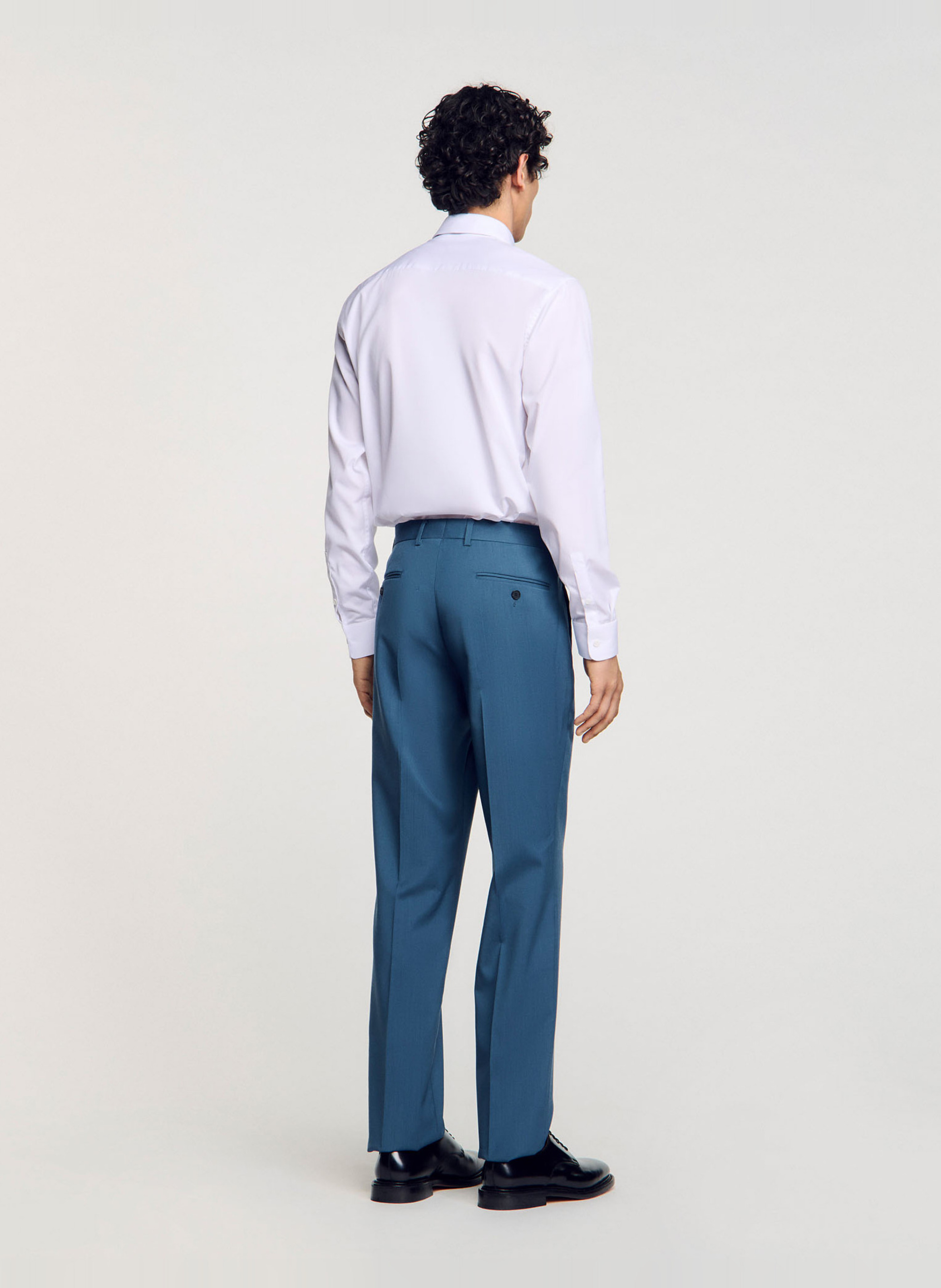 Pantalon droit en laine SANDRO Bleu