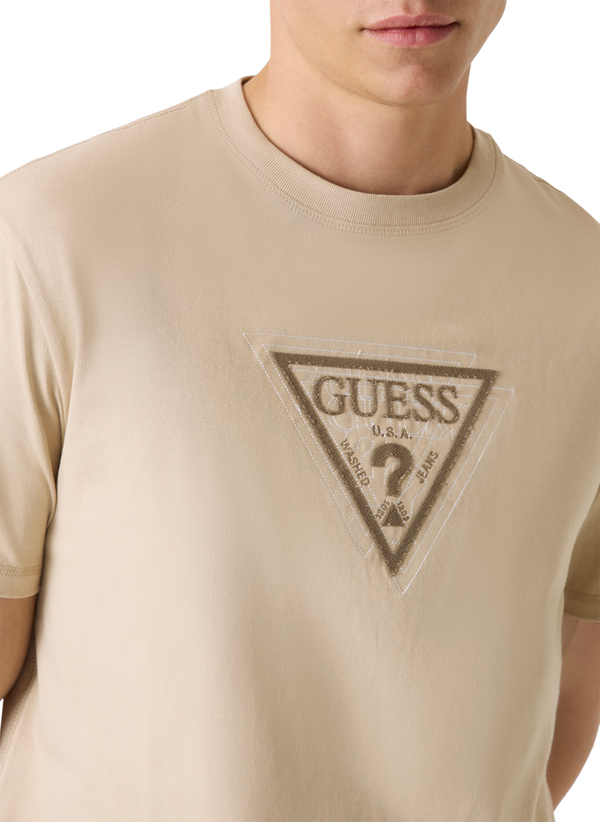 T-shirt imprimé en coton GUESS Beige