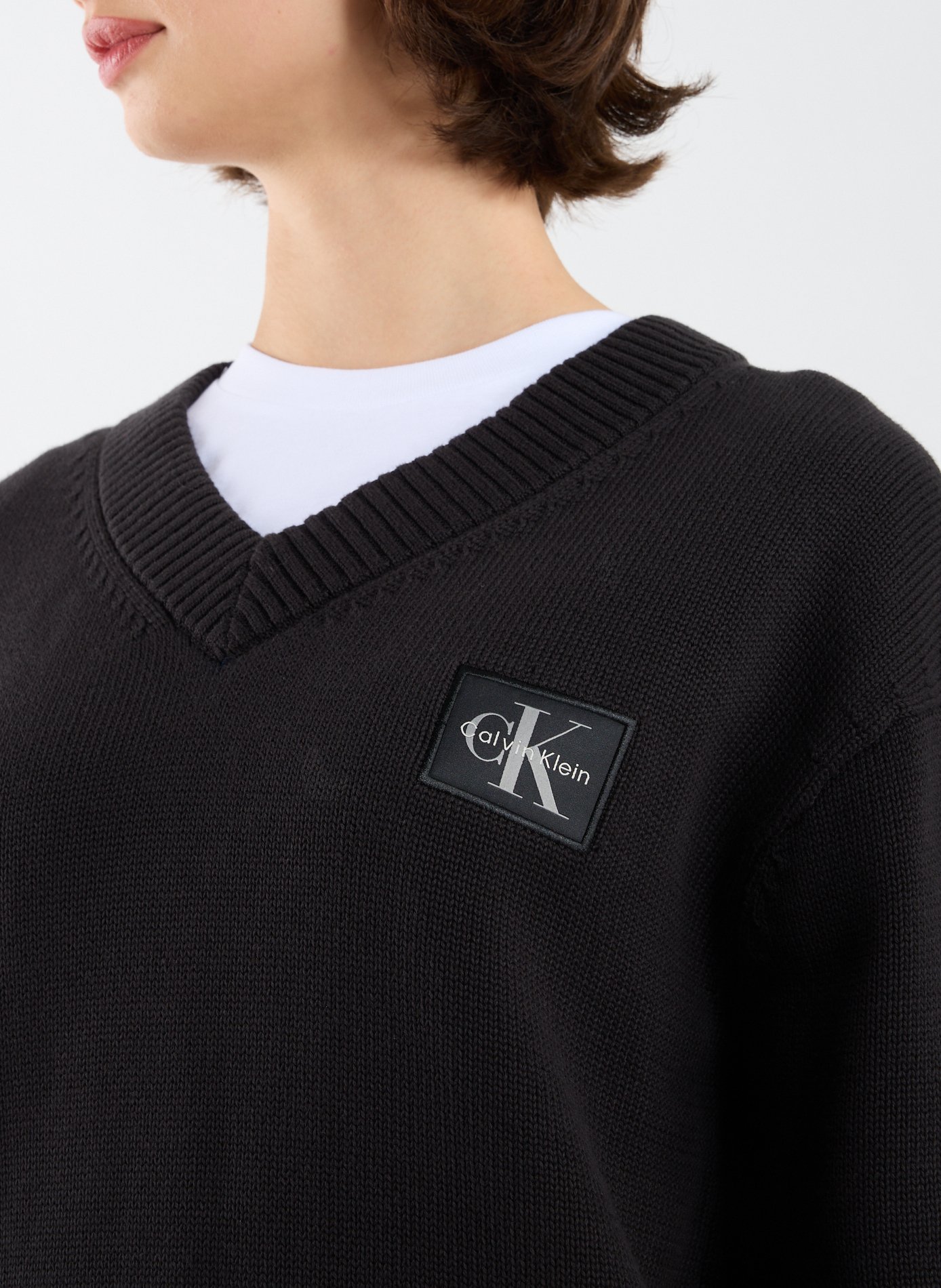 Cotton V-neck jumper CALVIN KLEIN Black