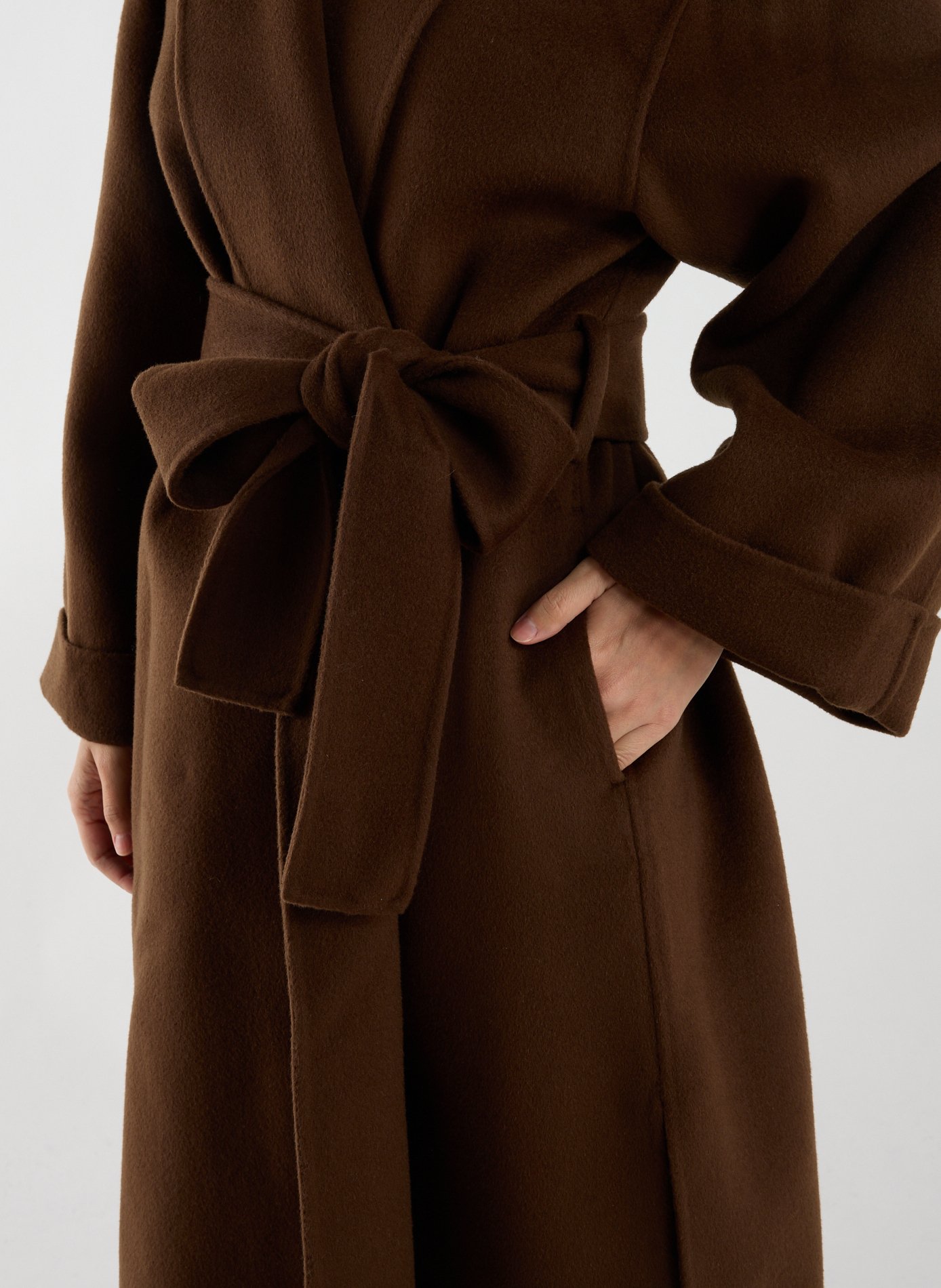 Manteau col châle en laine Marron