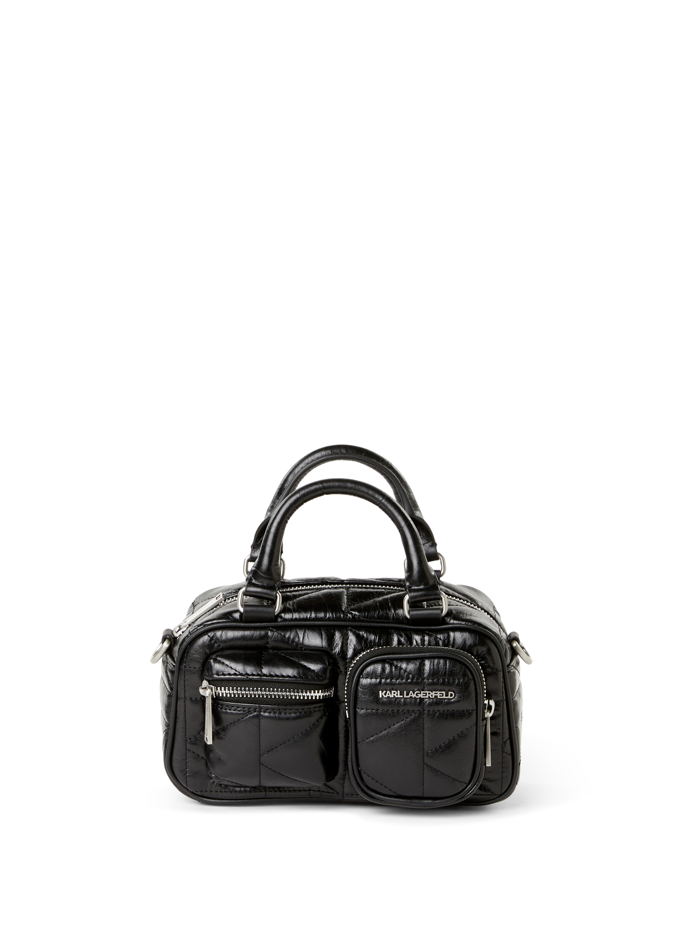 KARL LAGERFELD Quilted handbag with removable leather shoulder strap Black