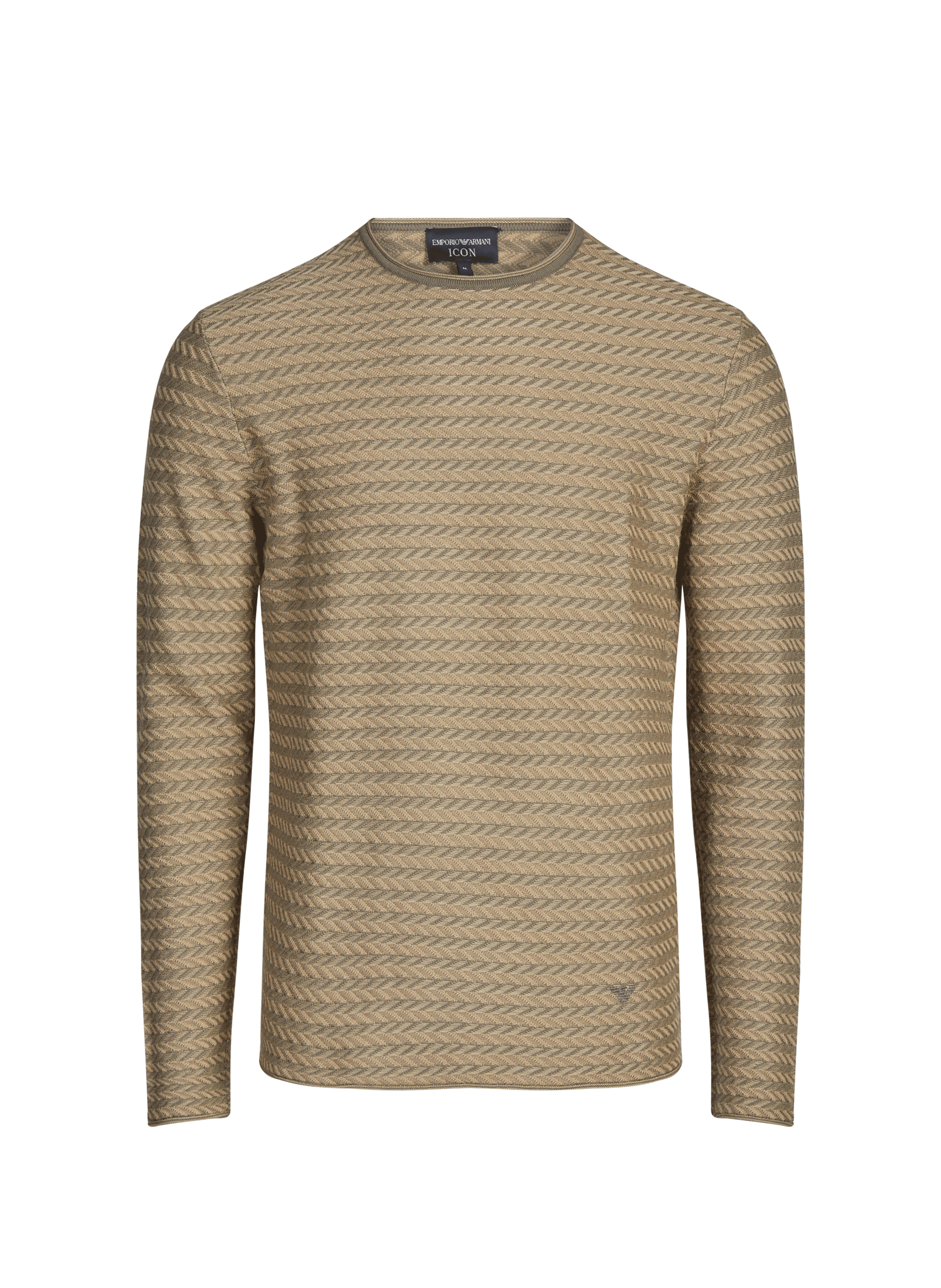 Round neck sweater with virgin wool pattern EMPORIO ARMANI Beige