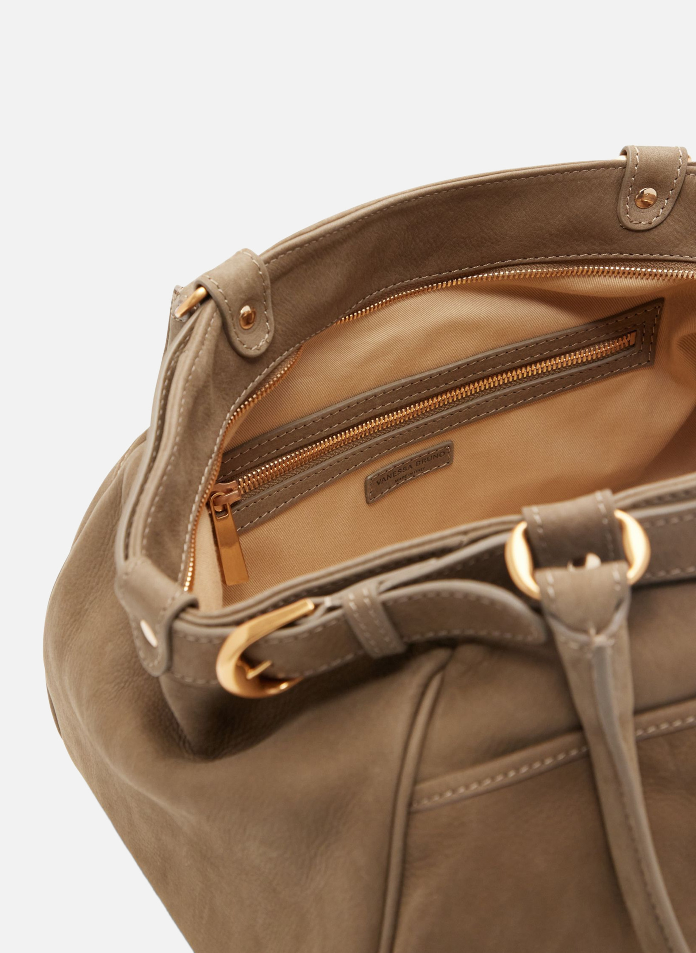 Grand sac lune en cuir VANESSA BRUNO Gris