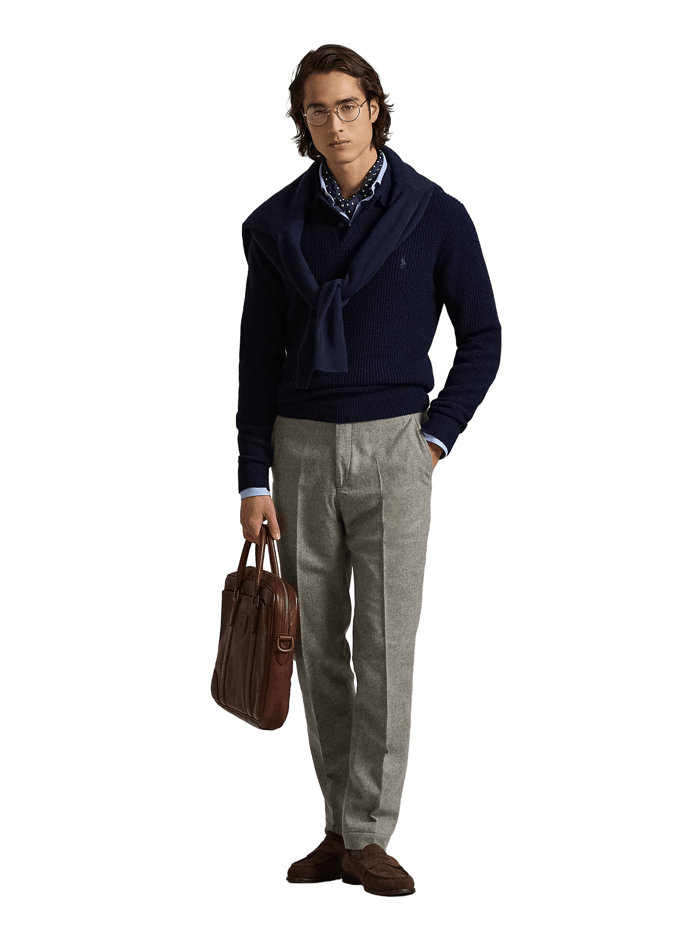 Ribbed wool and cotton polo neck sweater POLO RALPH LAUREN Blue