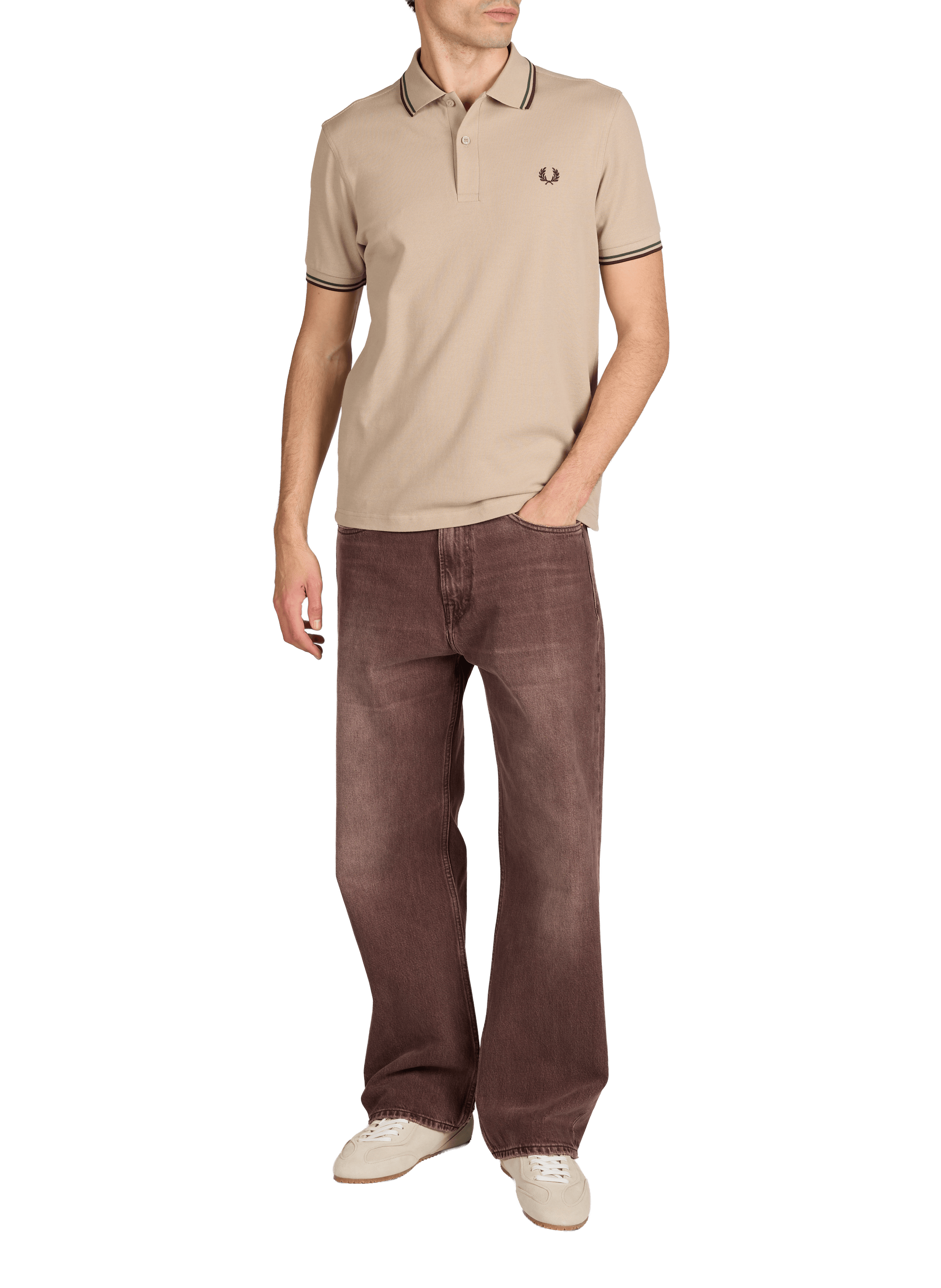 Polo à manches courtes en coton FRED PERRY Beige