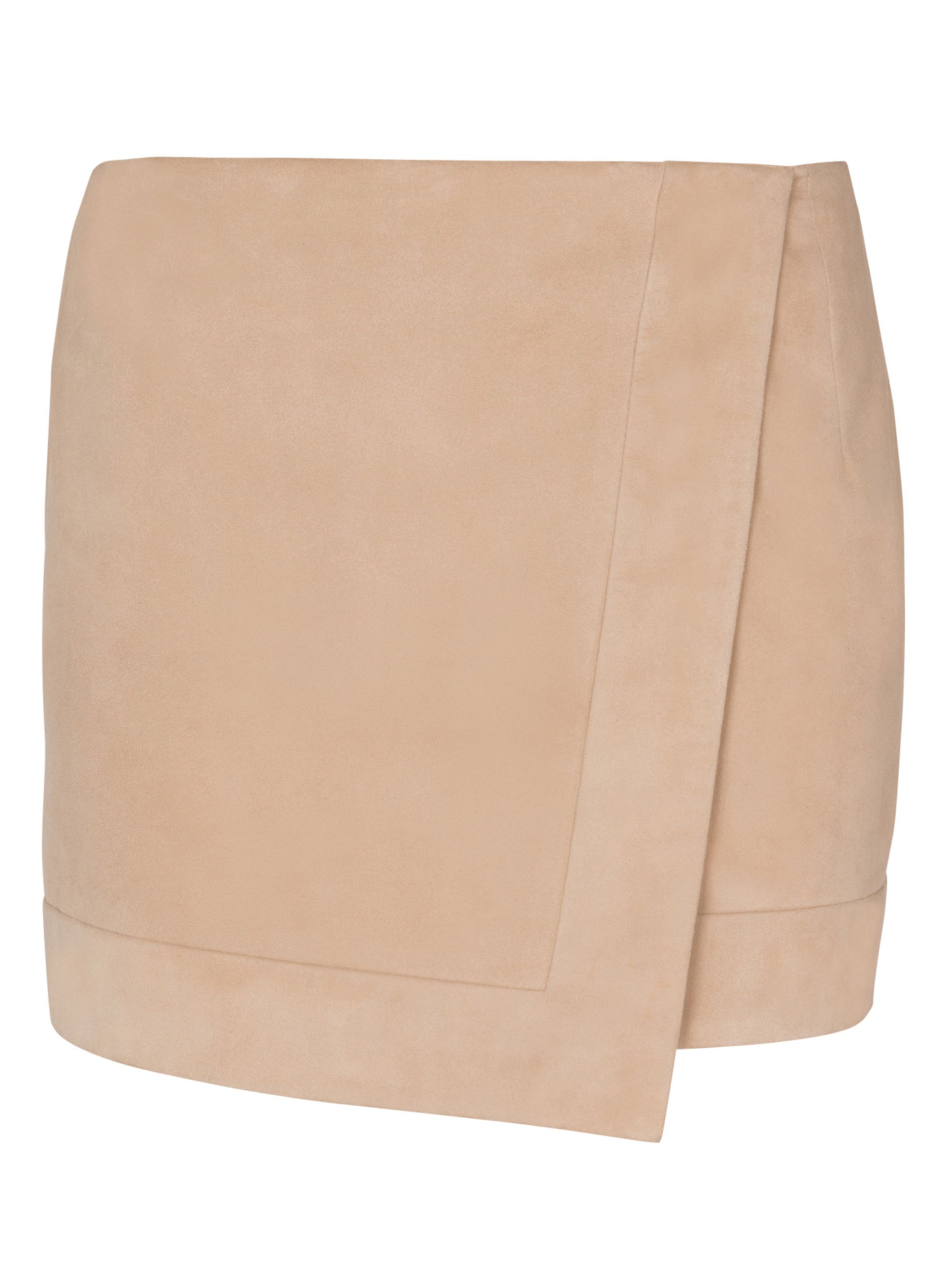 Jupe portefeuille en cuir suédé BALMAIN Beige