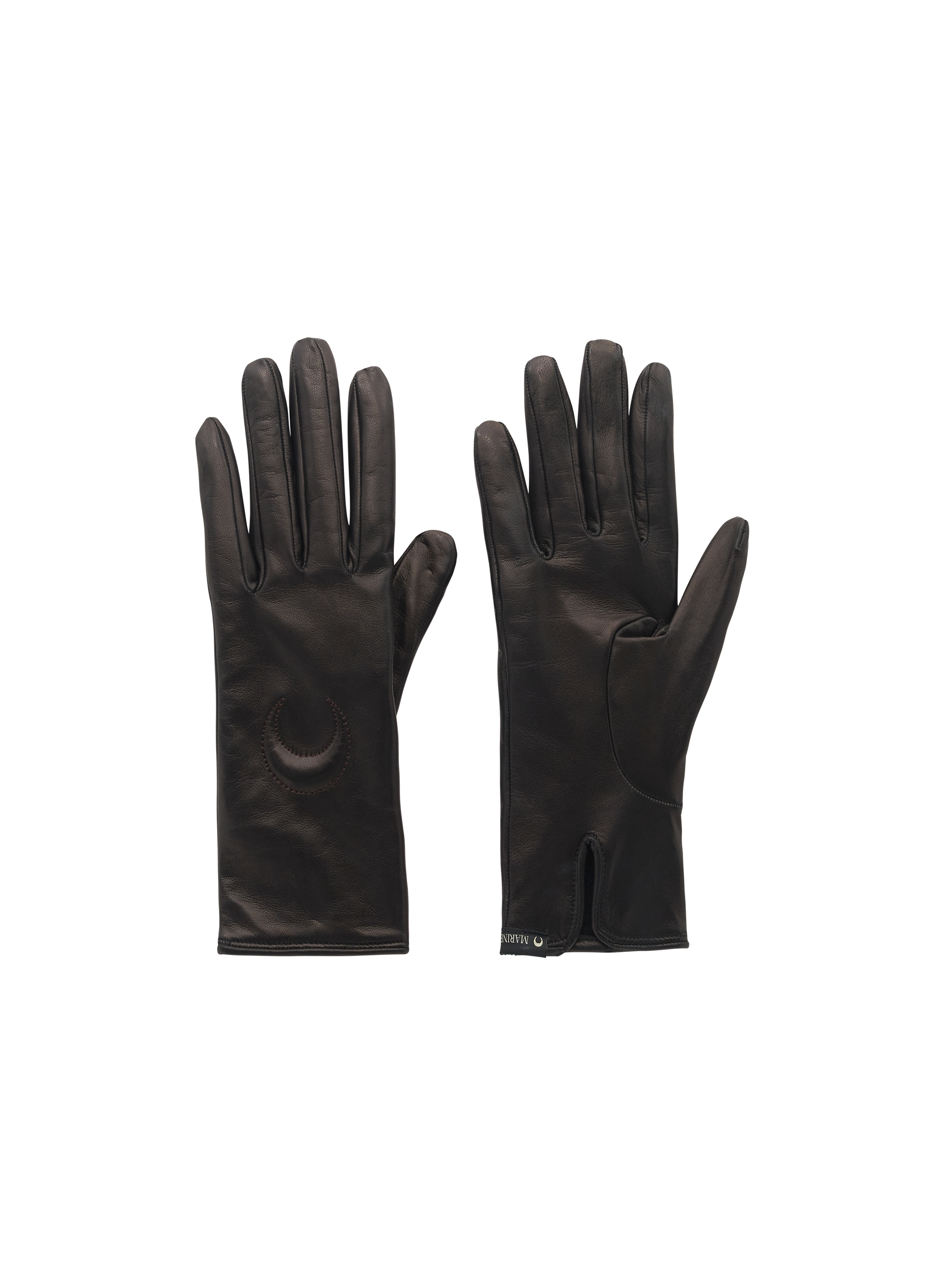 Gants courts en cuir logo moon MARINE SERRE Noir