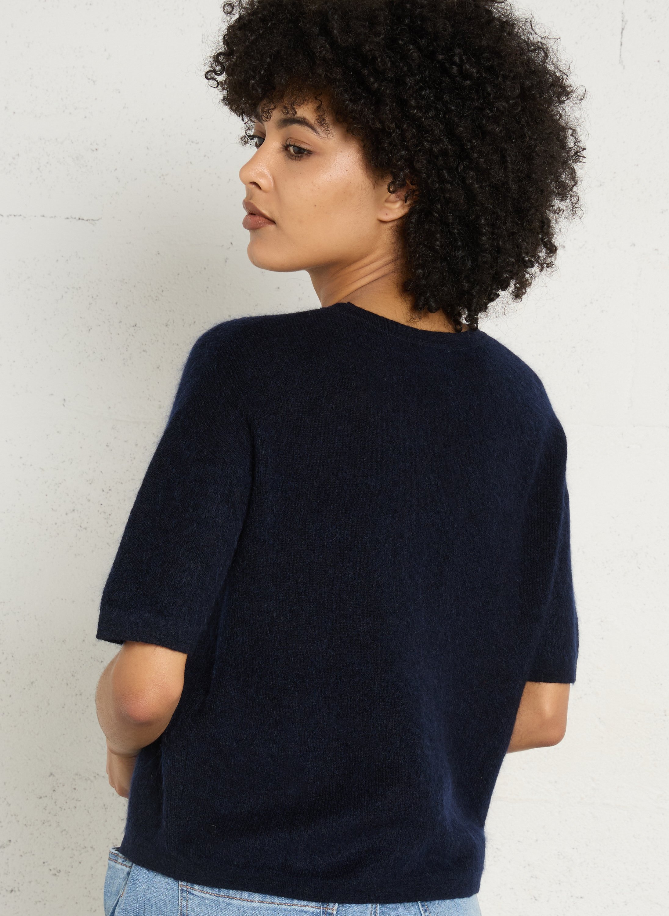 Pull col rond en mohair mélangé paolo bis MAISON 123 Bleu