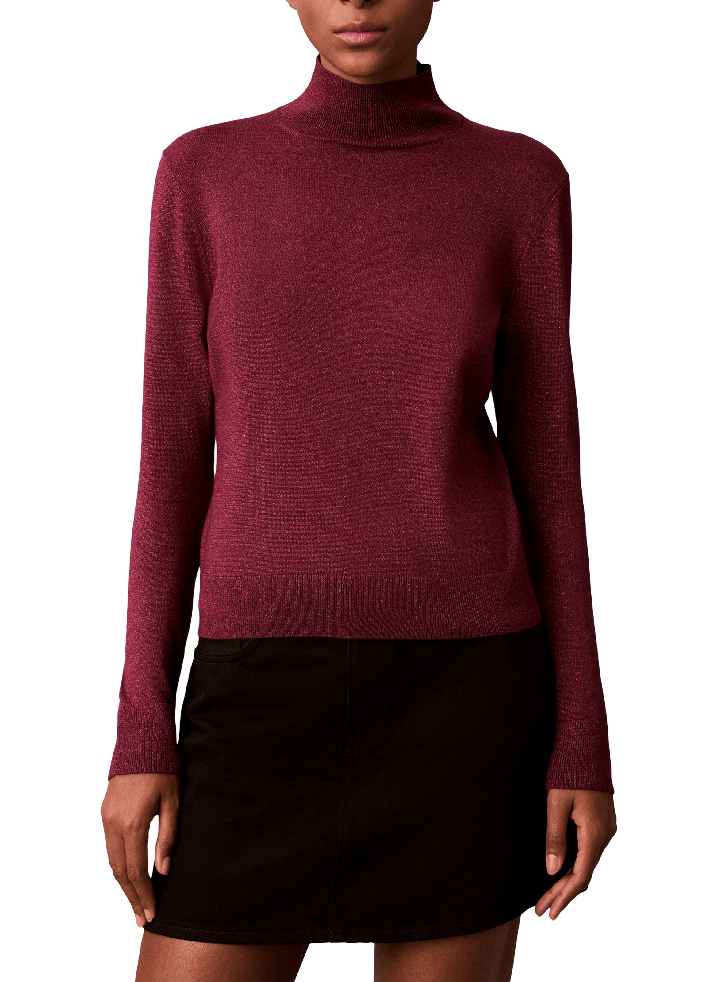 Pull uni à col montant CALVIN KLEIN Rose