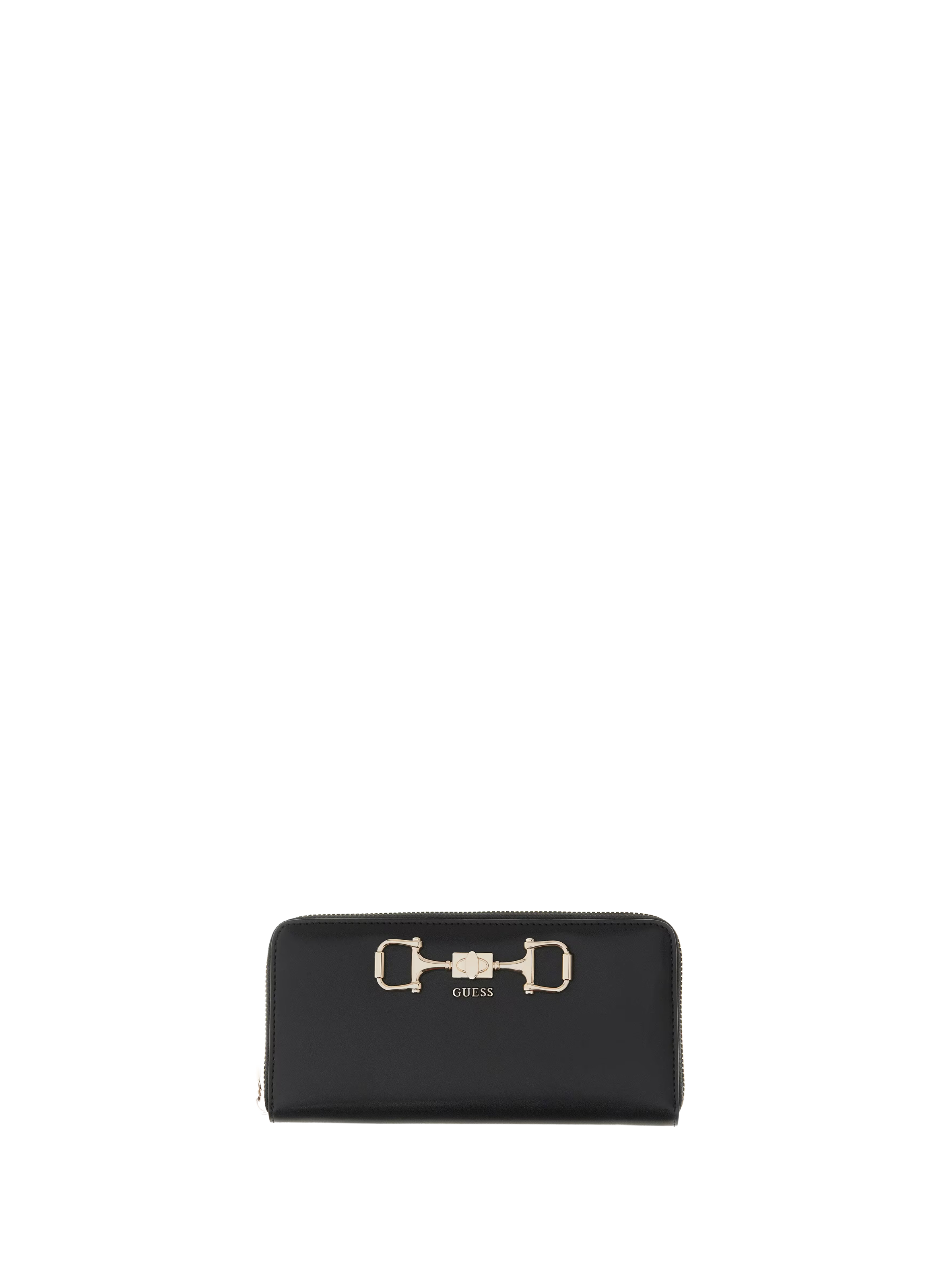 Portefeuille zip avec logo GUESS Noir
