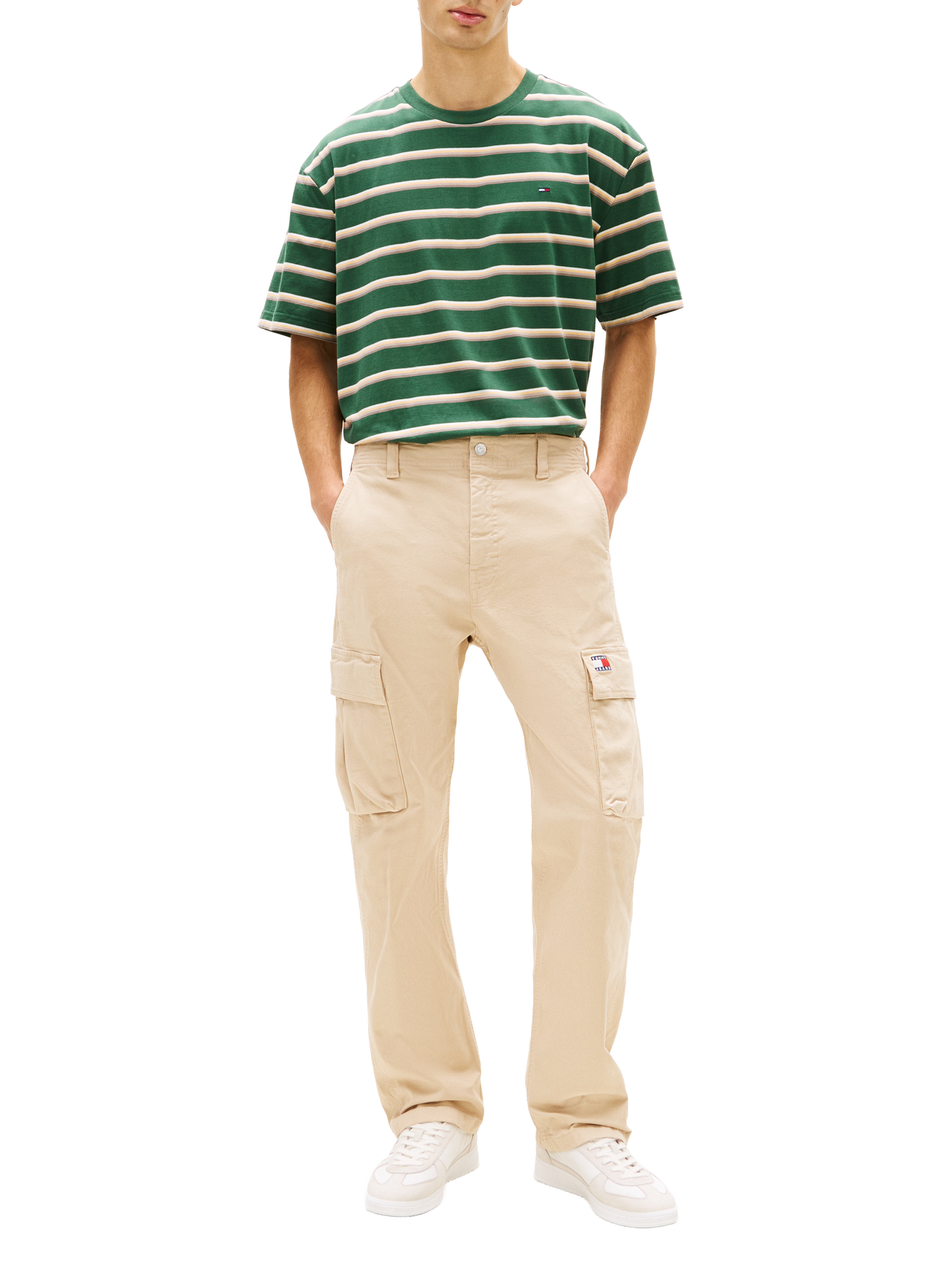 Straight cargo pants in mixed cotton TOMMY HILFIGER Beige