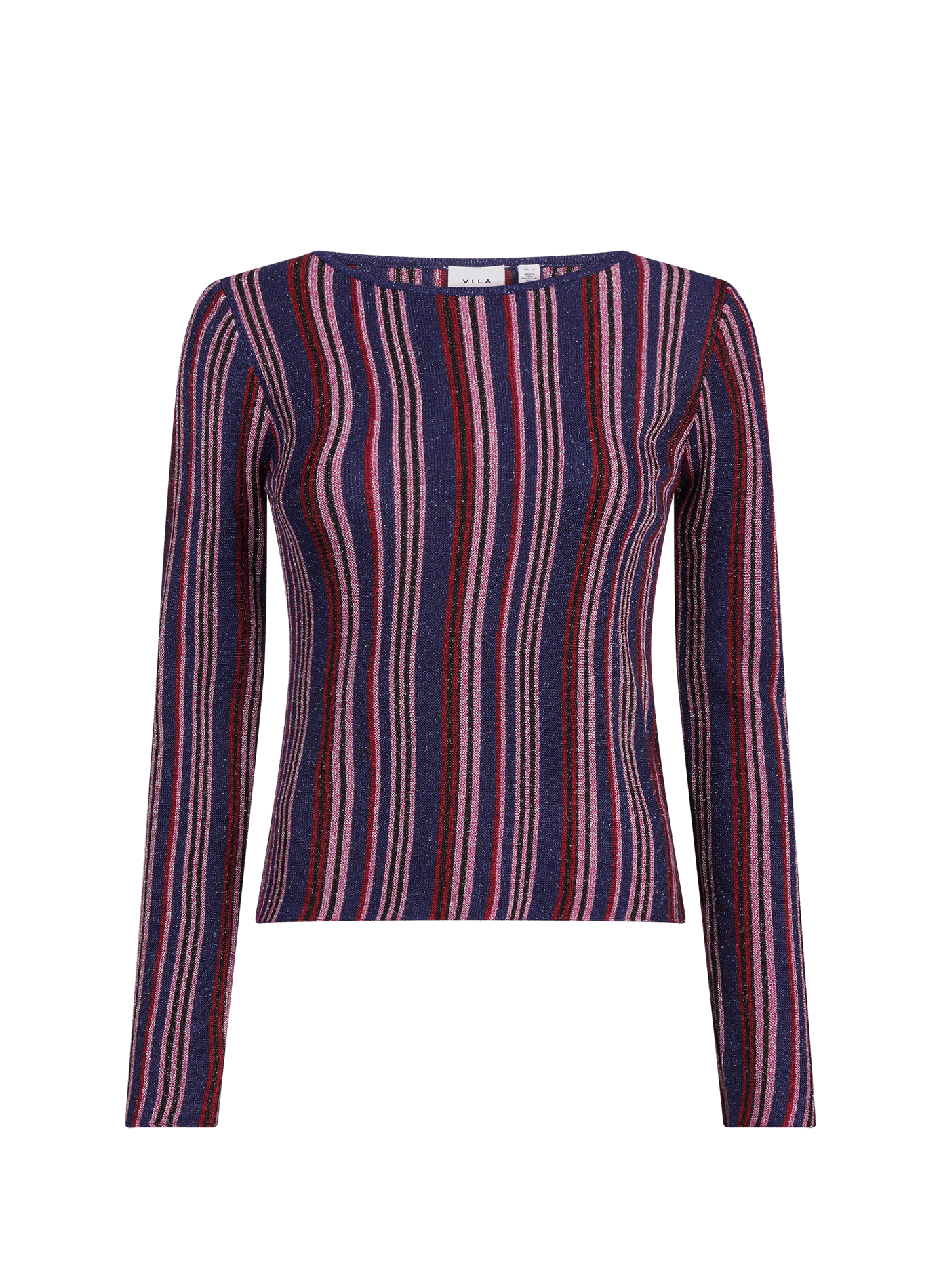 Top Vimelvina rayé à manches longues VILA Rouge