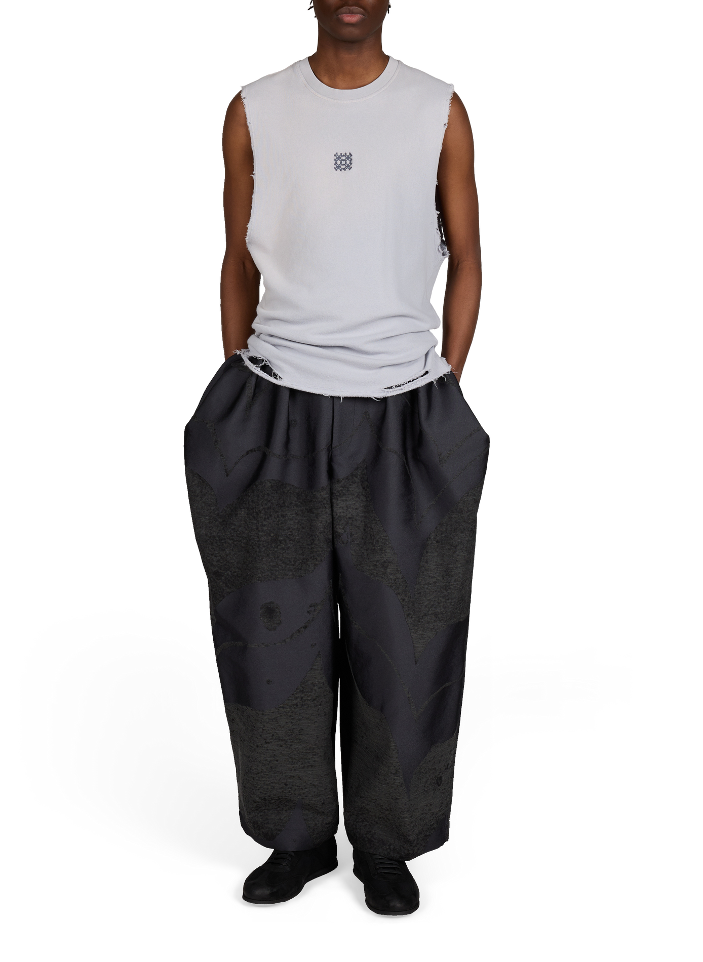 Ripped cotton tank top CALEB Grey