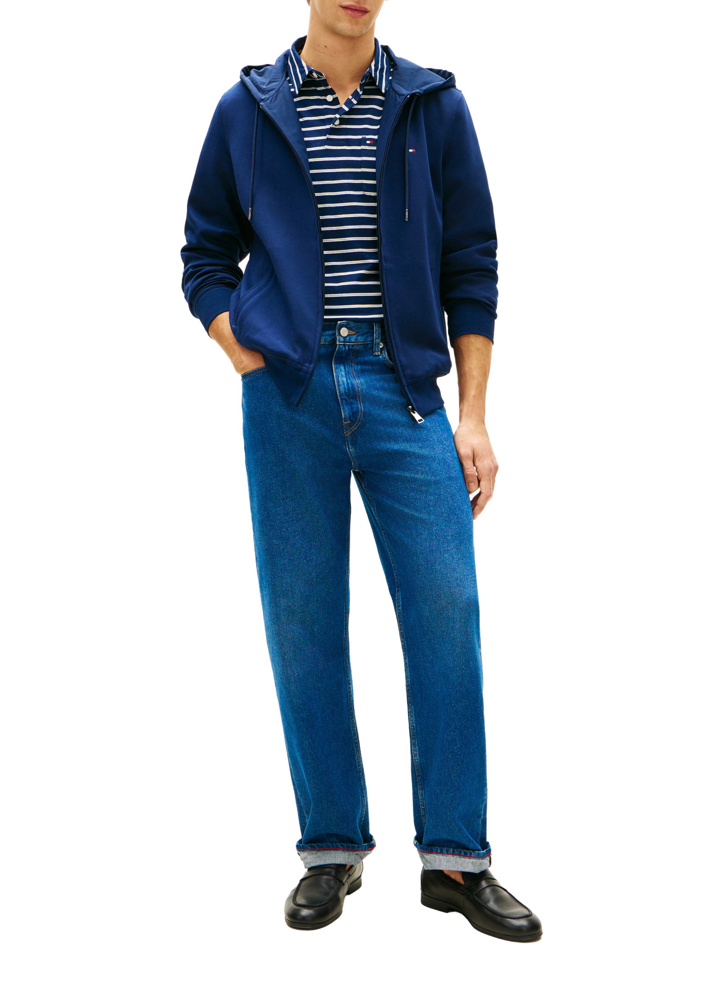 Reversible hooded sweatshirt in blended cotton TOMMY HILFIGER Blue