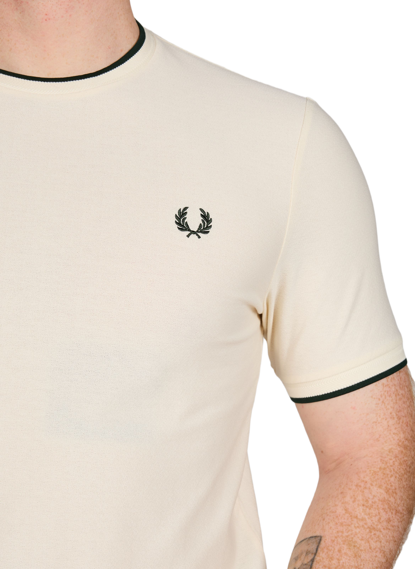 Cotton round-neck T-shirt FRED PERRY Beige