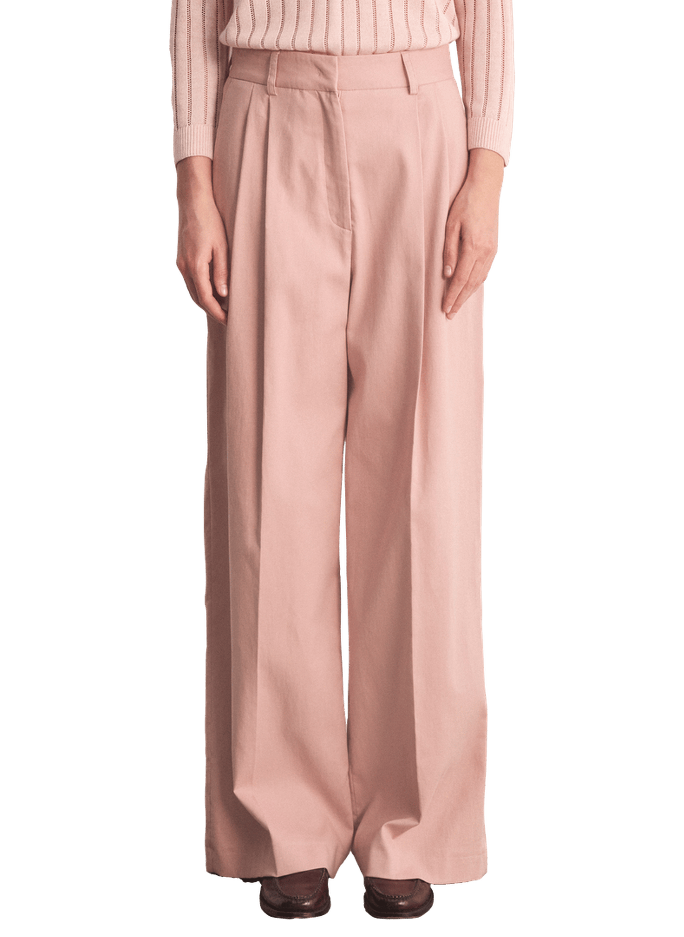Pantalon à pinces en coton - bibaia PABLO Rose