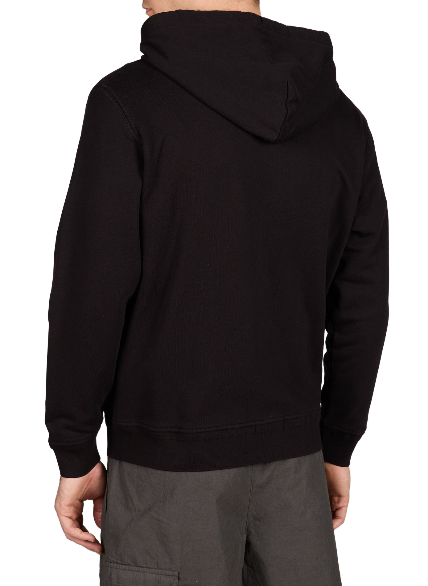 Hooded zip-up sweatshirt with diagonal relief in cotton CP COMPANY Black
