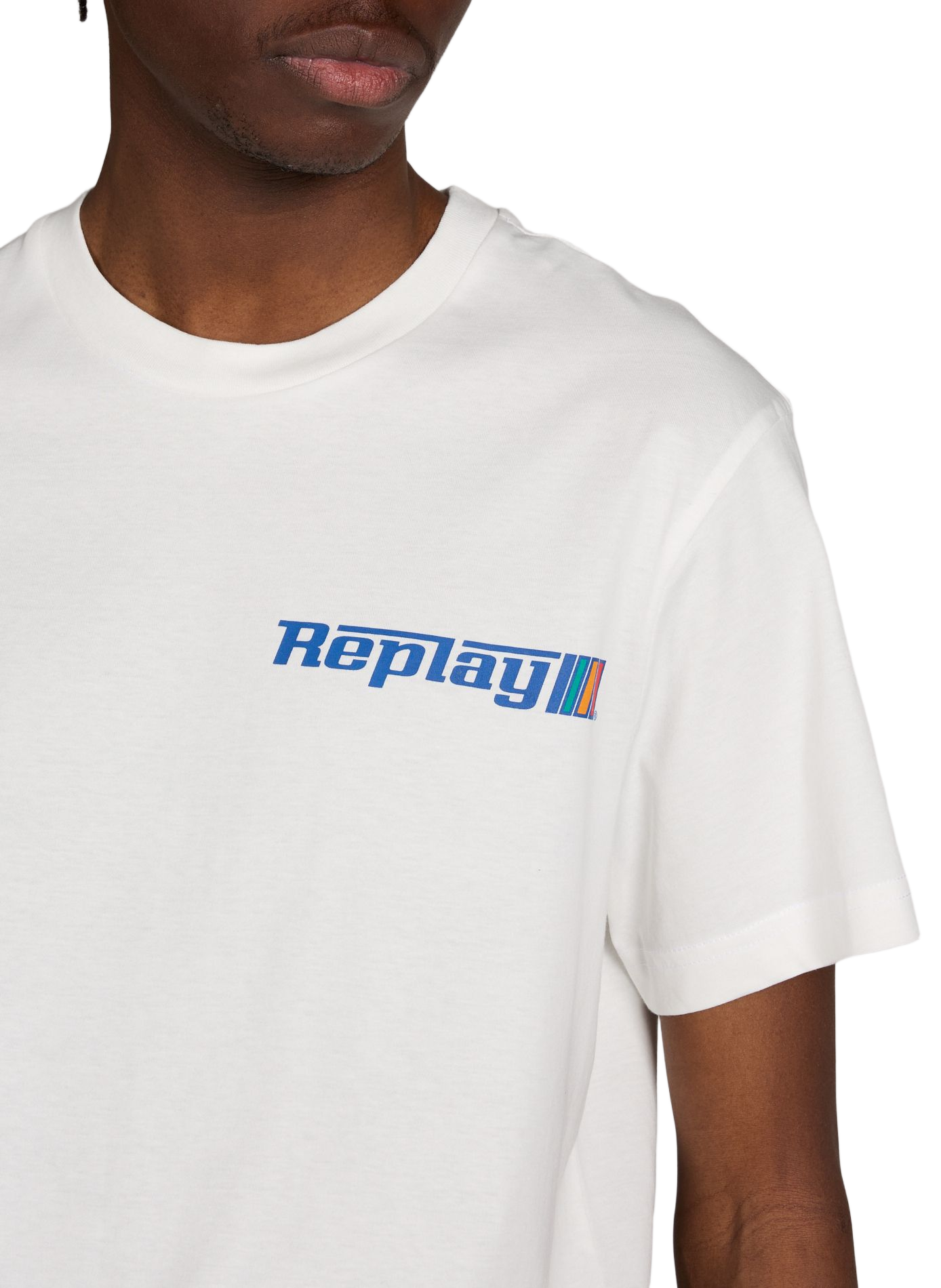 T-shirt droit à logo en coton REPLAY Blanc