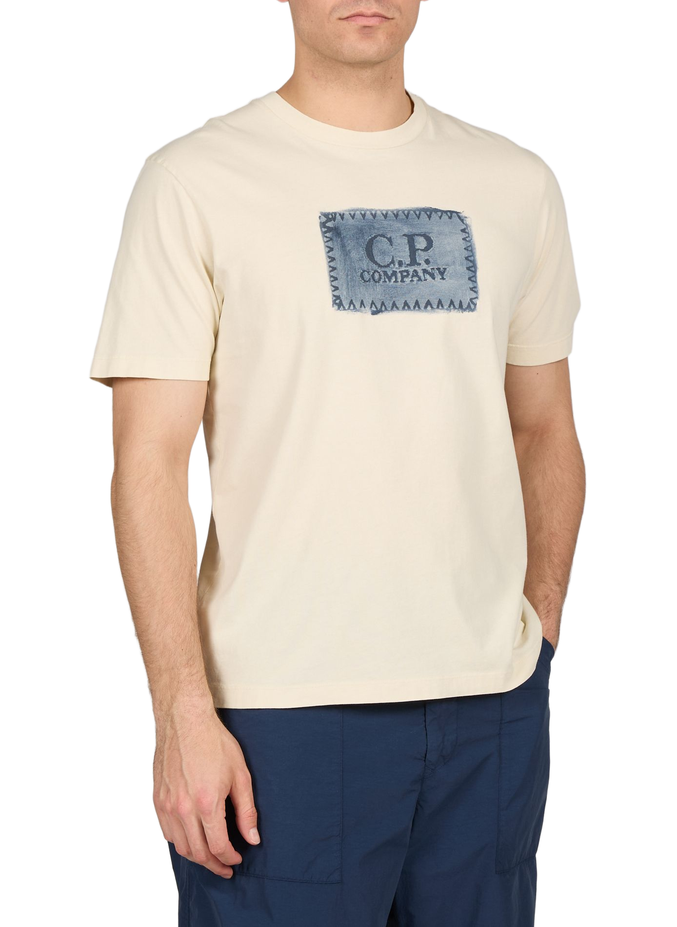 Biker-style cotton t-shirt CP COMPANY Beige