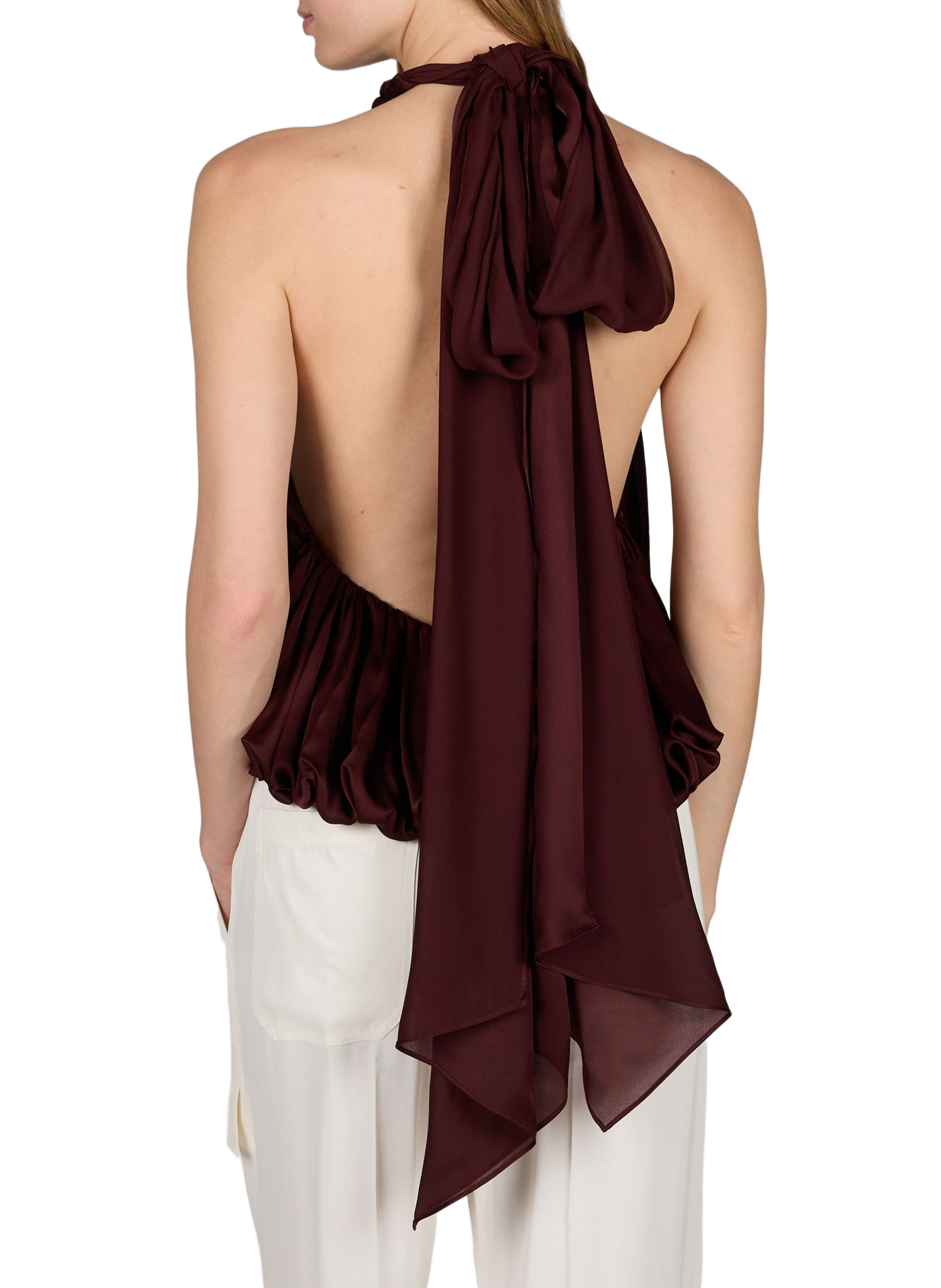 Billow Luna silk open back top ZIMMERMANN Red