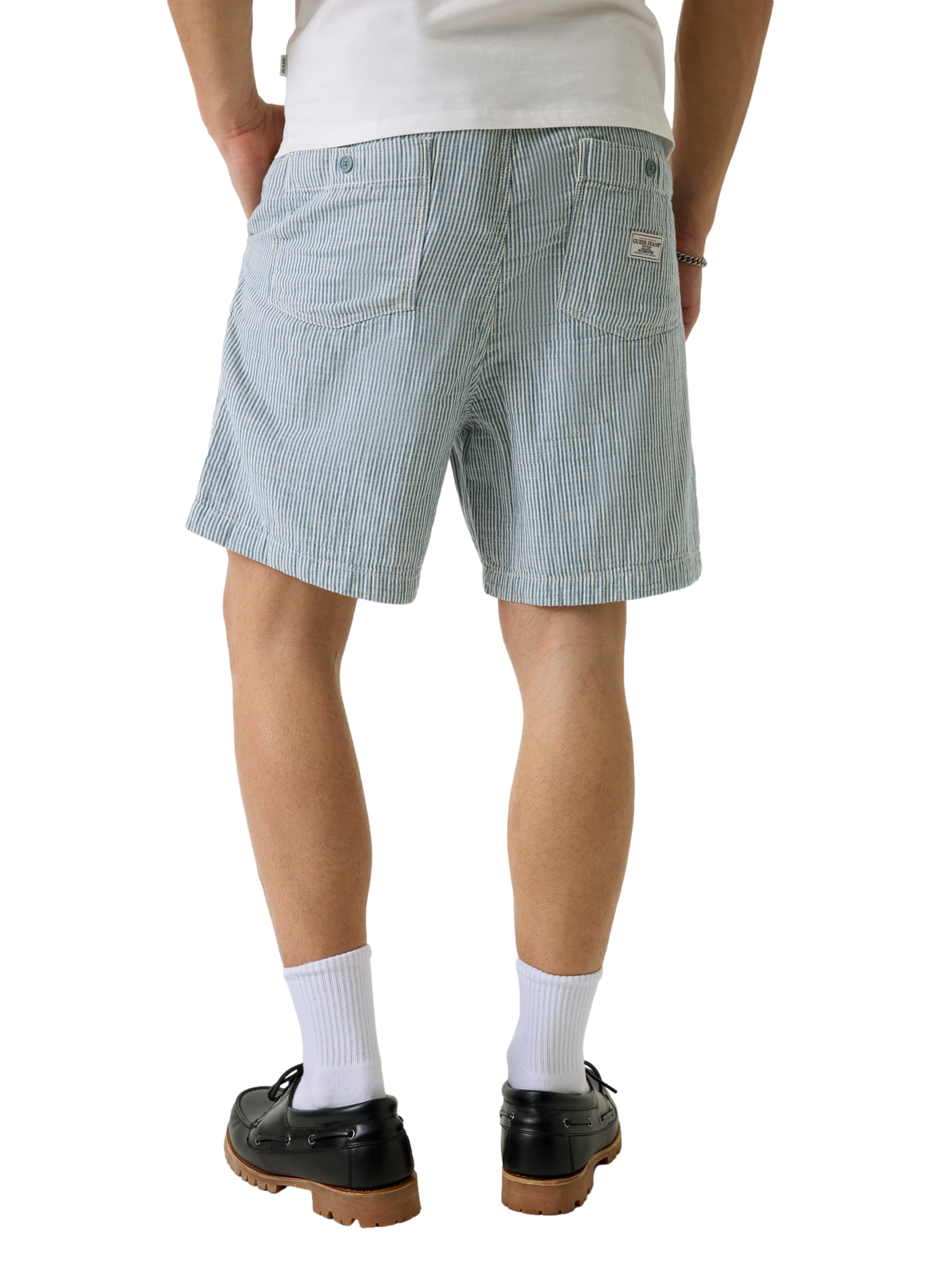 Short à rayures en coton et lin  GUESS Beige