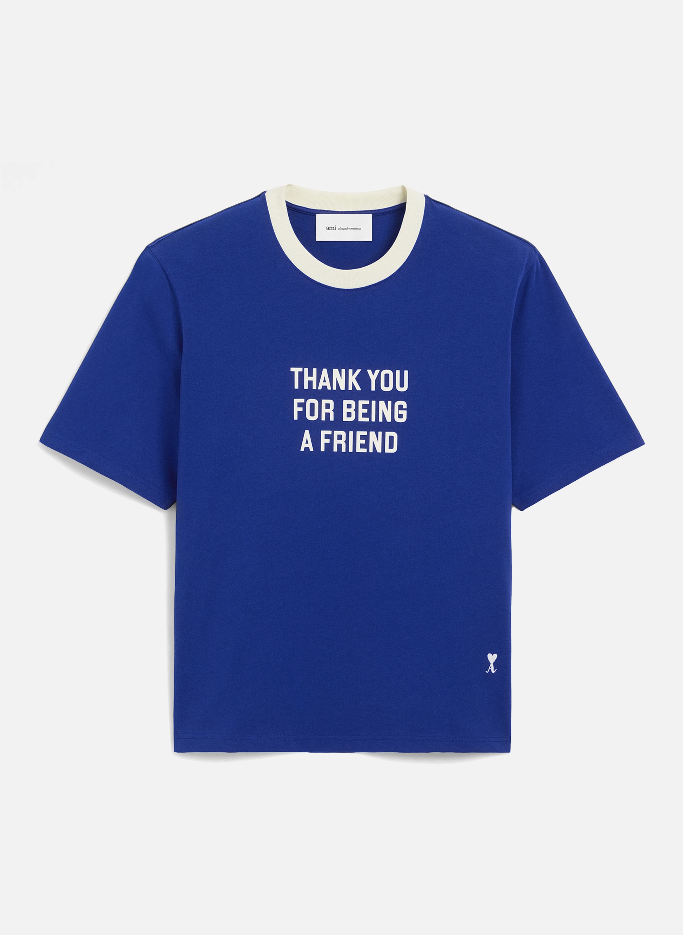 T-shirt thank you for being à friend unisexe en coton AMI PARIS Bleu