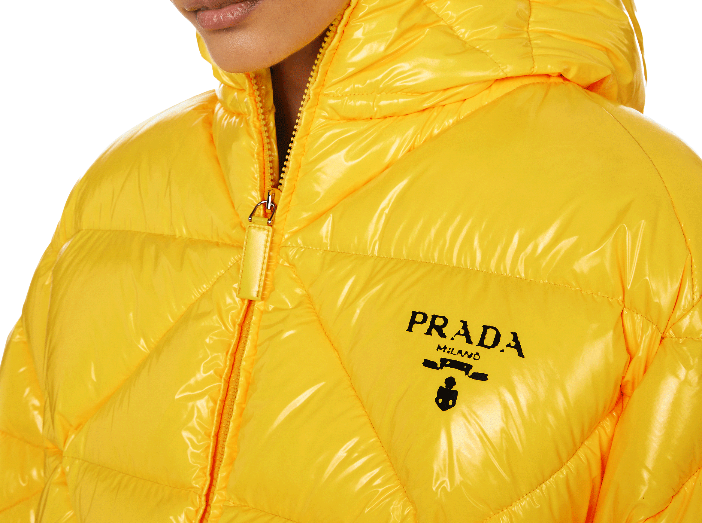 Logo-Daunenjacke PRADA Gelb