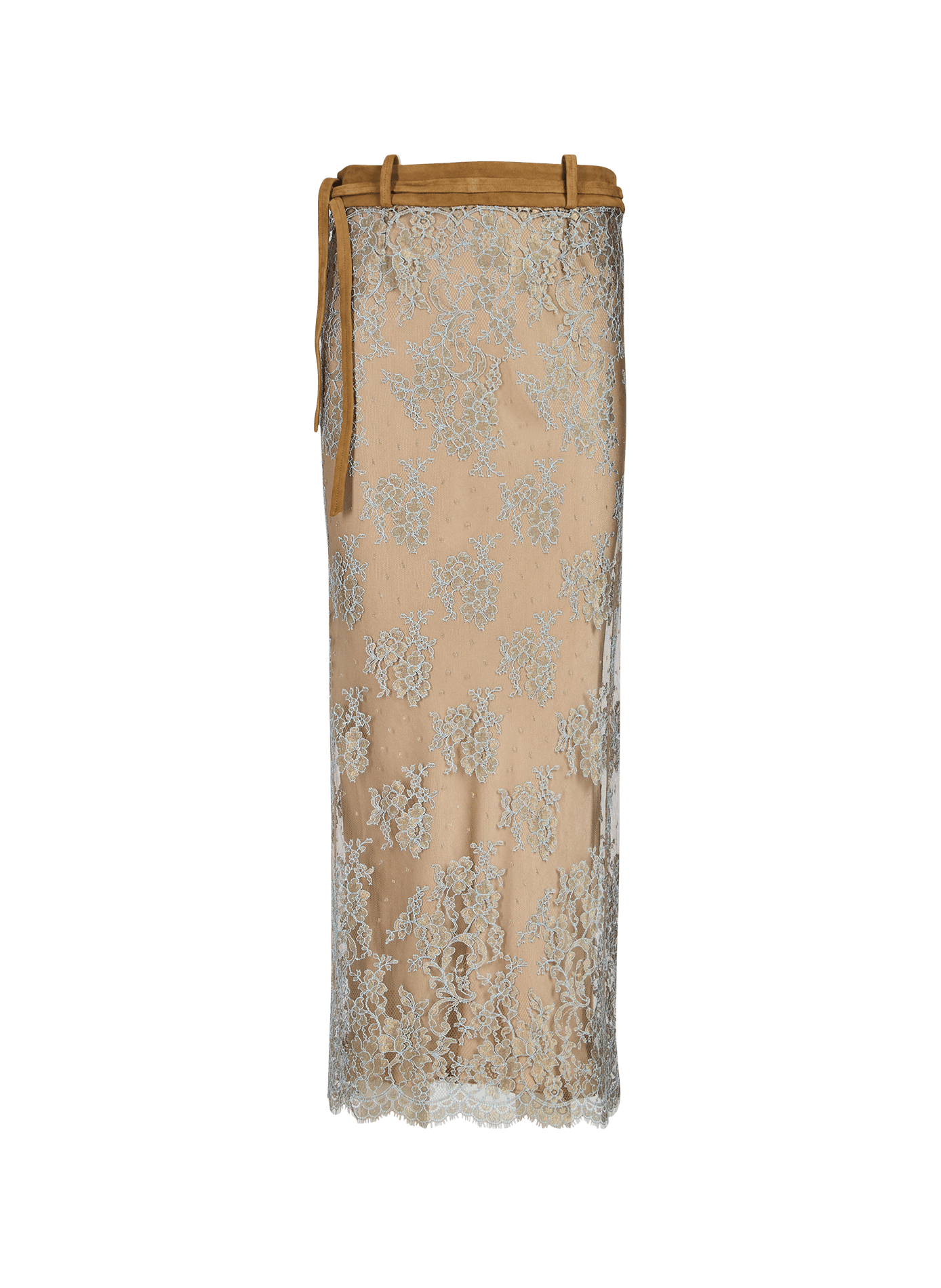 Jupe Sépienne en dentelle fleurie en cuir CHRISTOPHER ESBER Jaune