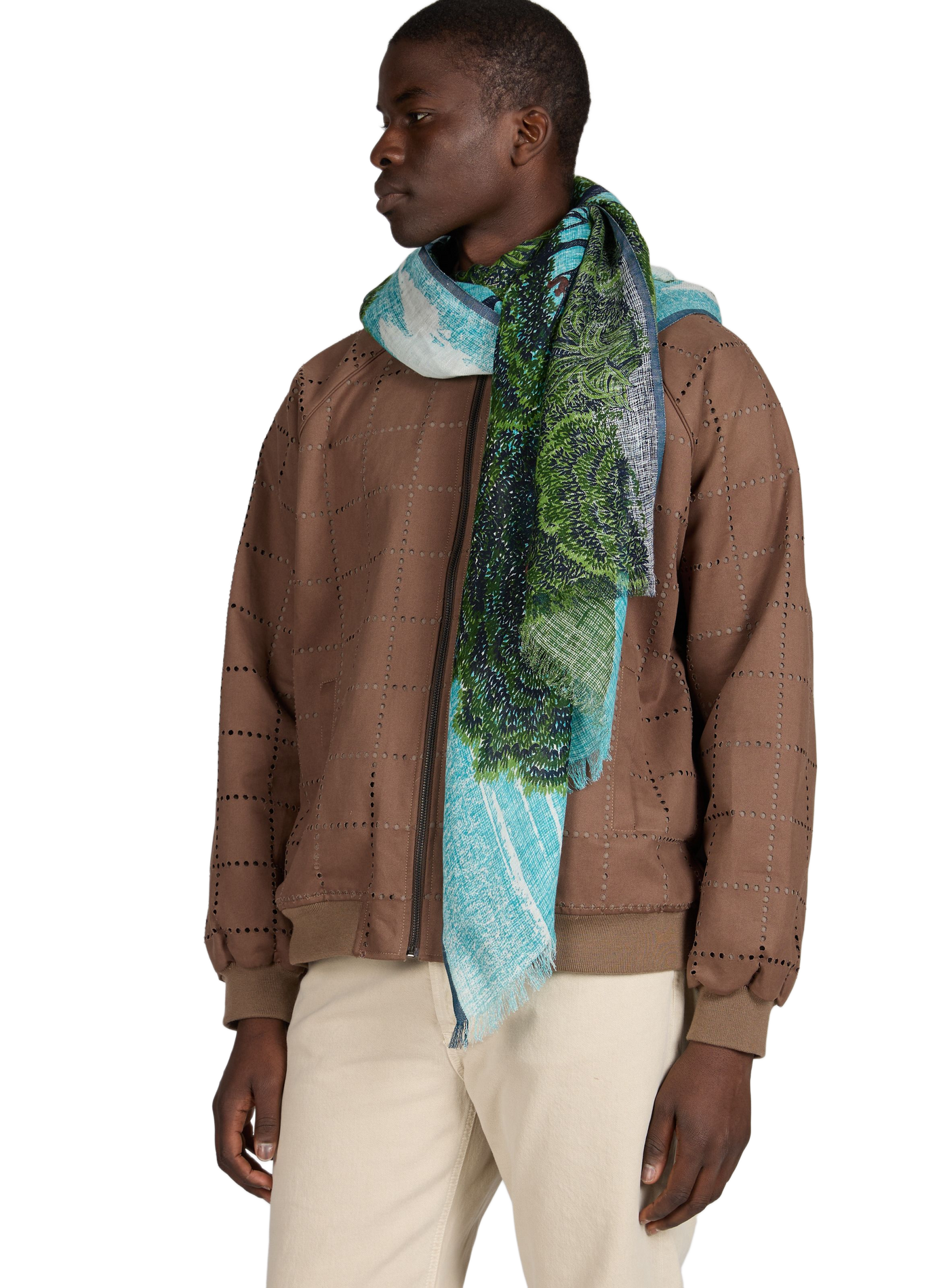 Mixed linen and cotton scarf INOUI EDITIONS Green