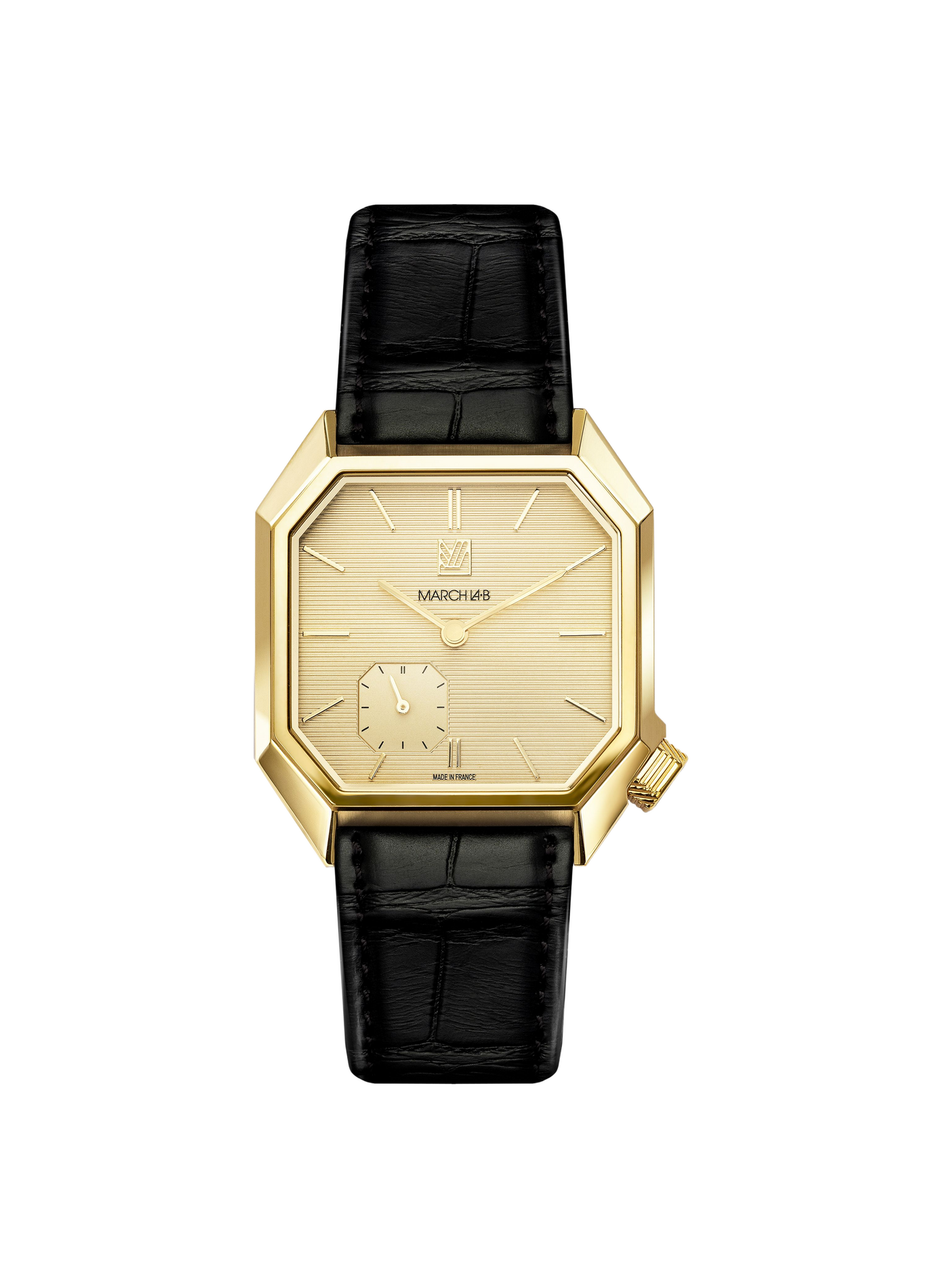 Montre automatique Mansart en cuir d'alligator MARCH LA.B Doré