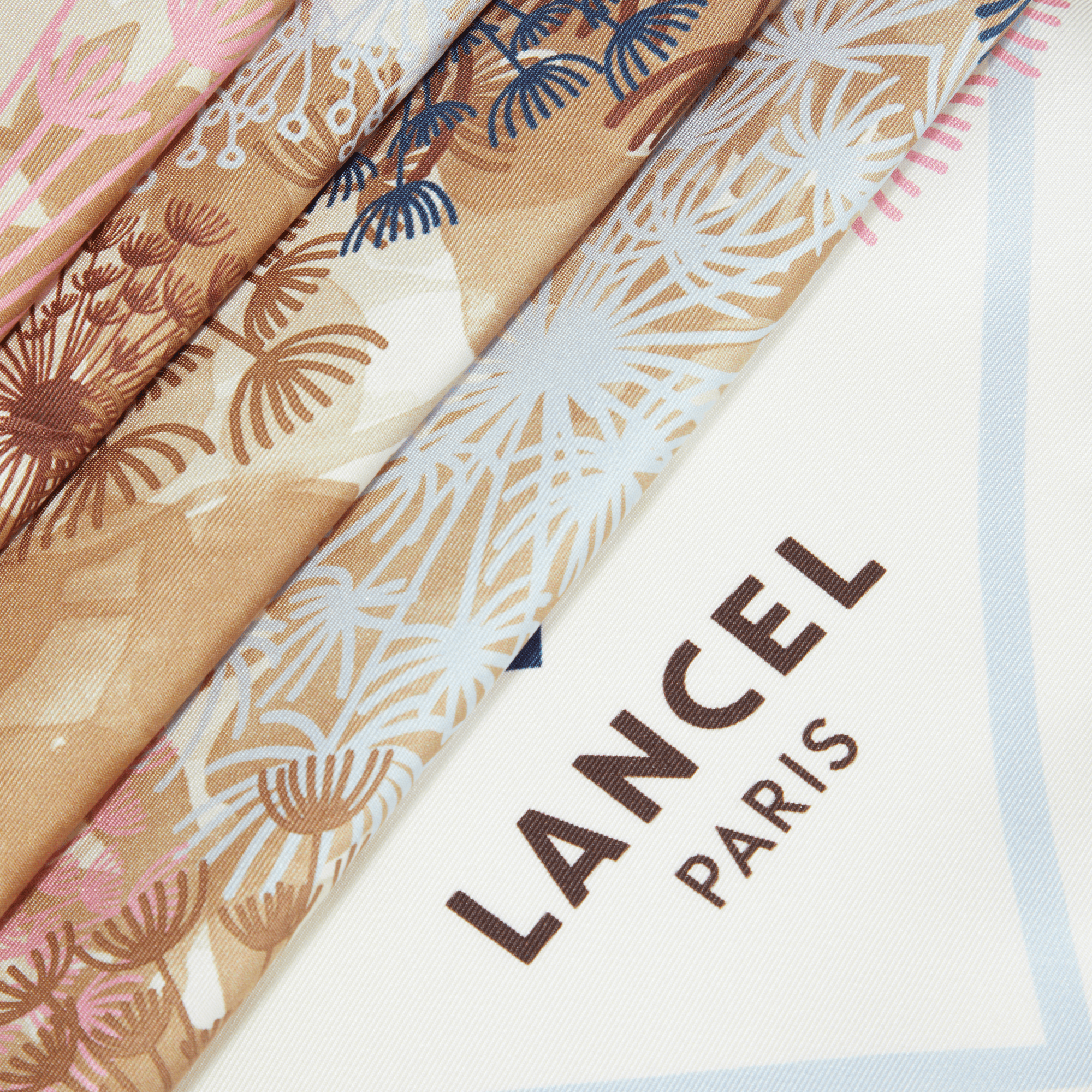 Carre fireworks pattern en twill de soie imprimee LANCEL Blanc