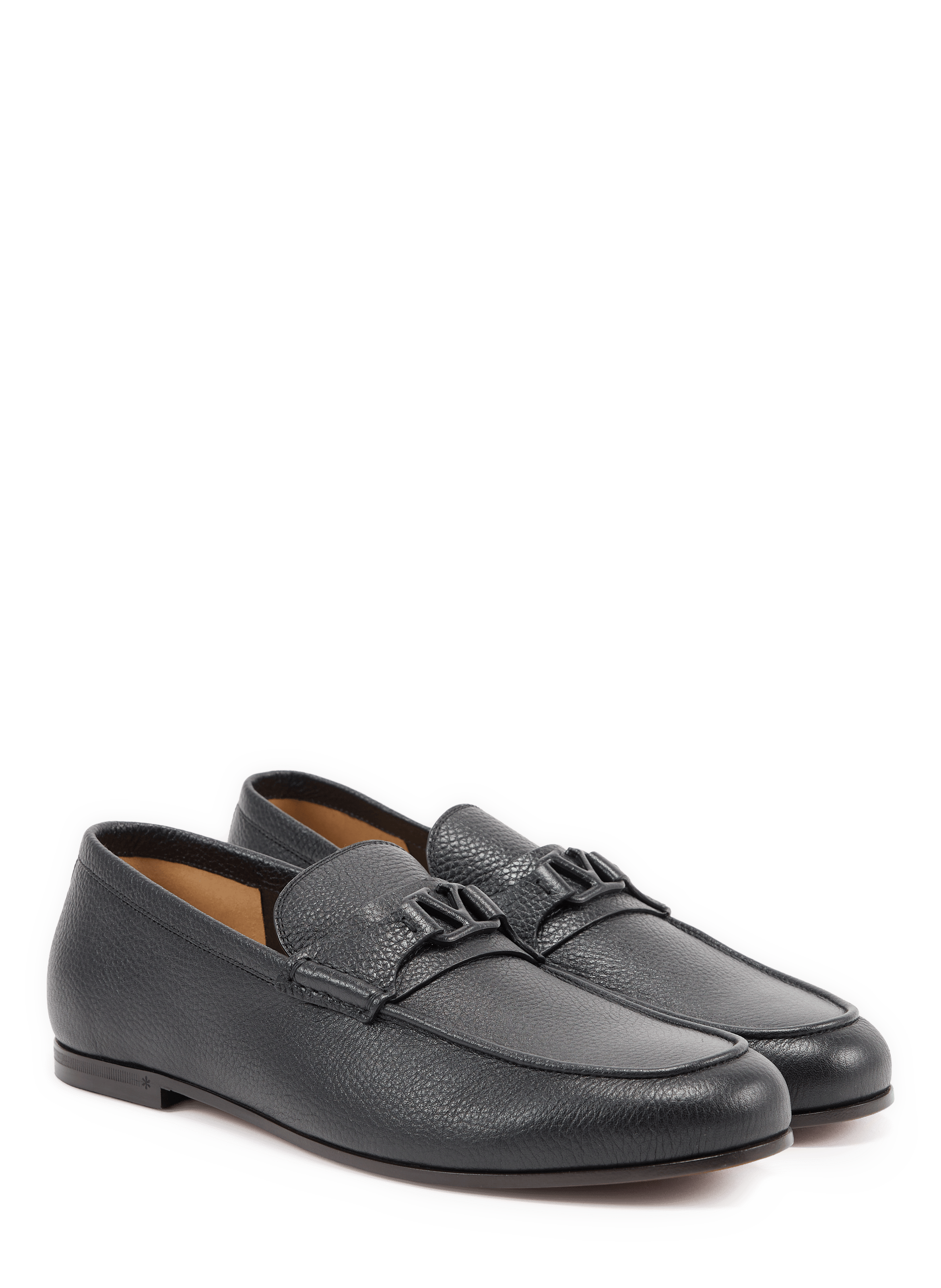 Buckle Loafers in Grained Leather VALENTINO Black