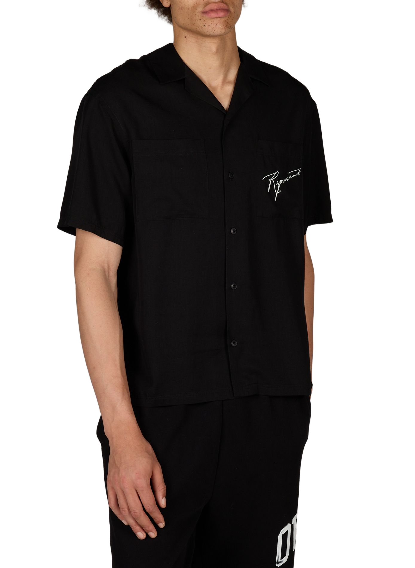 Solid Button-Up Flowy Shirt REPRESENT Black