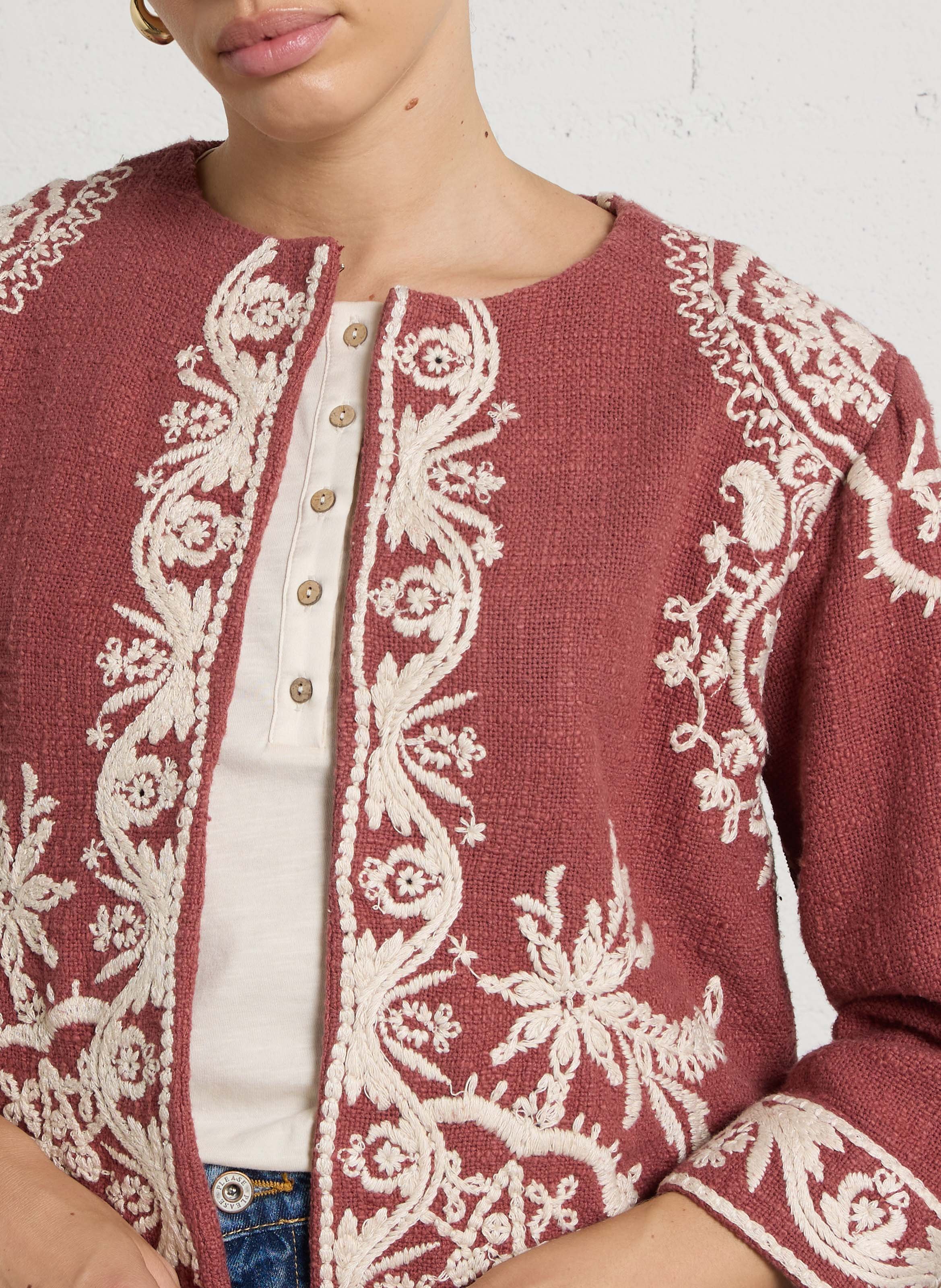 Veste col rond en coton valma MAISON 123 Rose