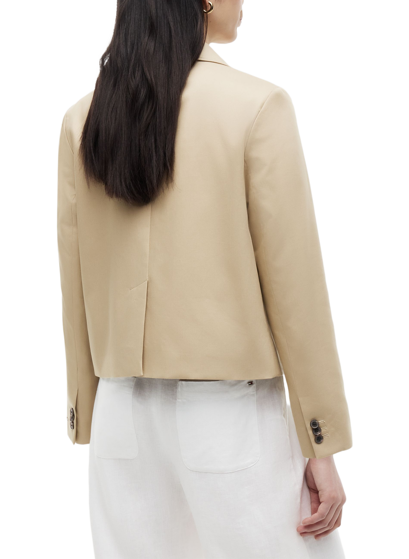 Blazer court à logo brodé en coton | Beige TOMMY HILFIGER Femme